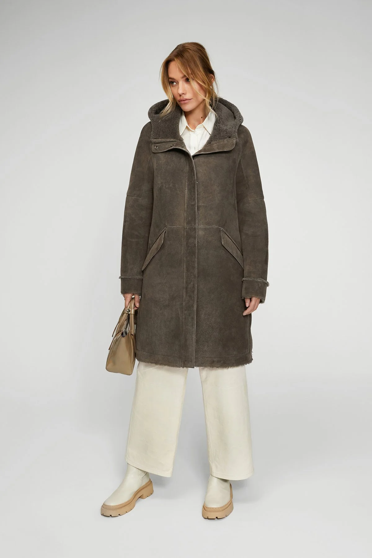 Adelyn - Grey Stone Shearling Coat - Image 2