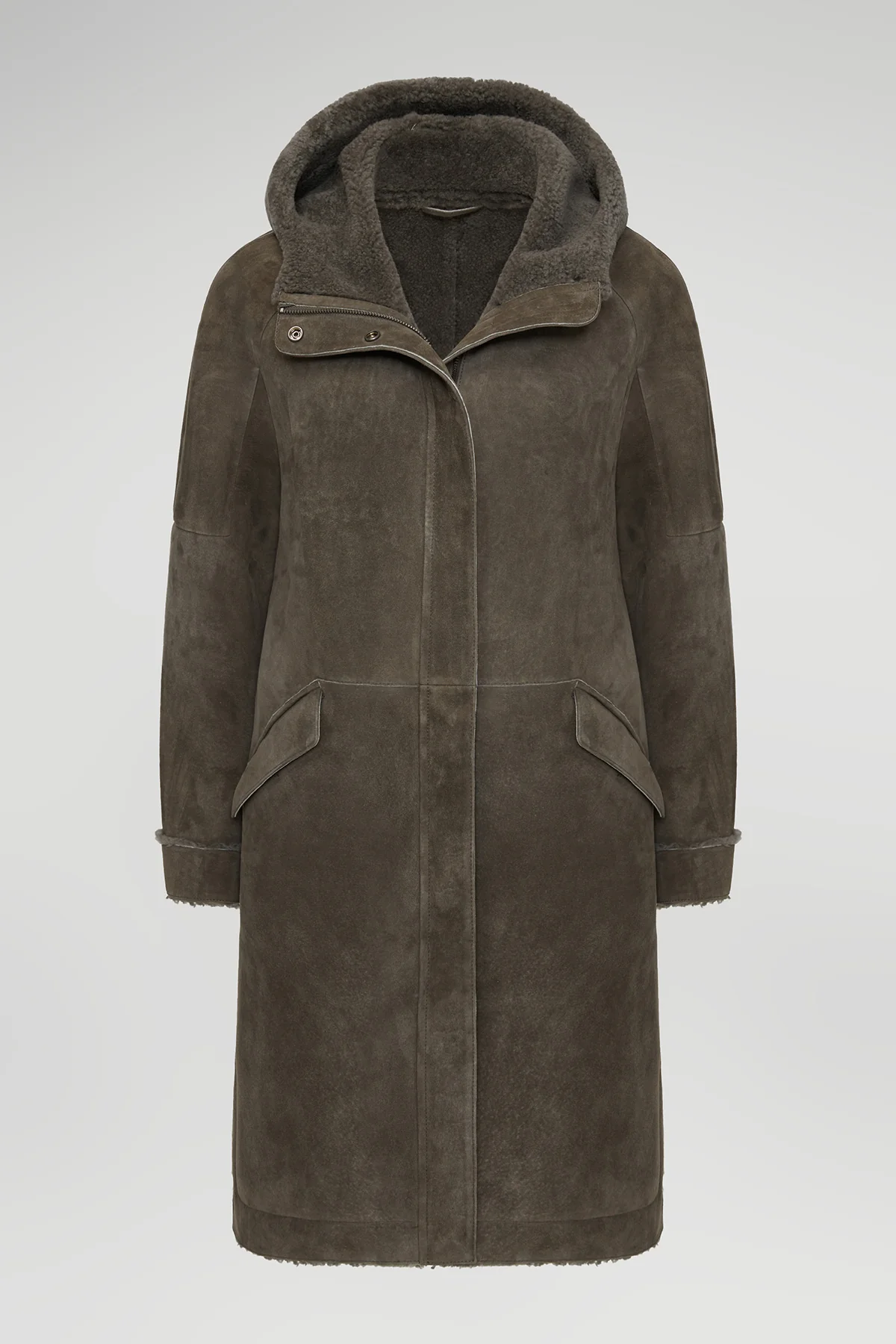 Adelyn - Grey Stone Shearling Coat - Image 7