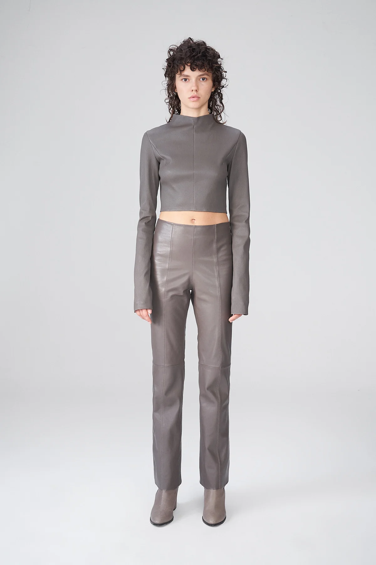 Agata - Grey Leather Top - Image 4