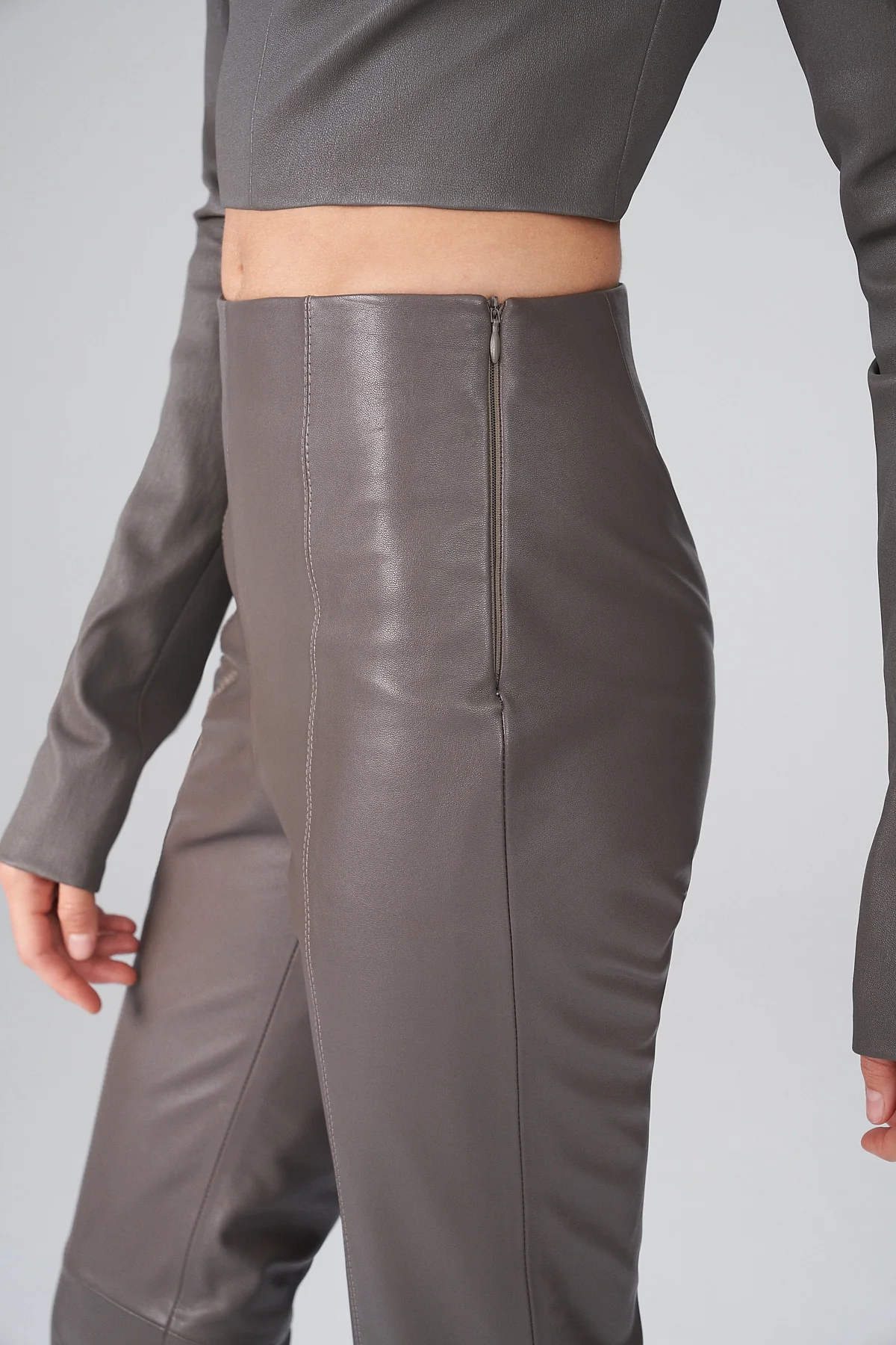 Agata - Grey Leather Top - Image 5