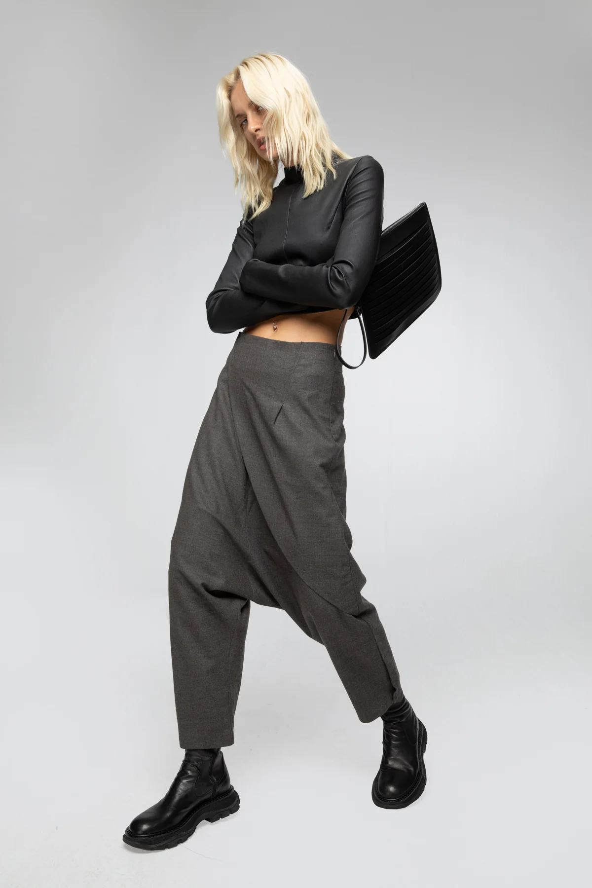 Agata - Black Leather Blouse - Image 4