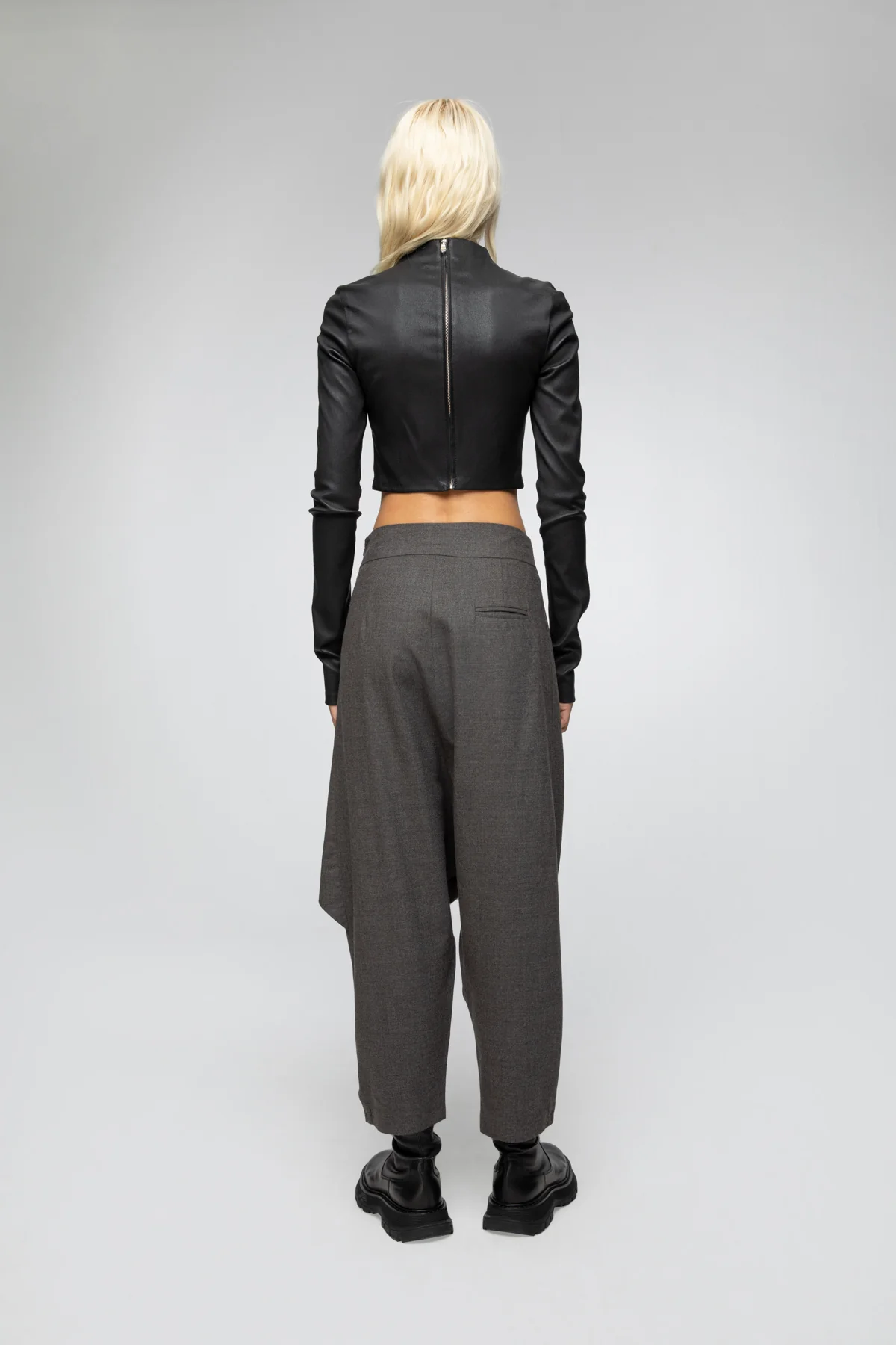 Agata - Black Leather Blouse - Image 5