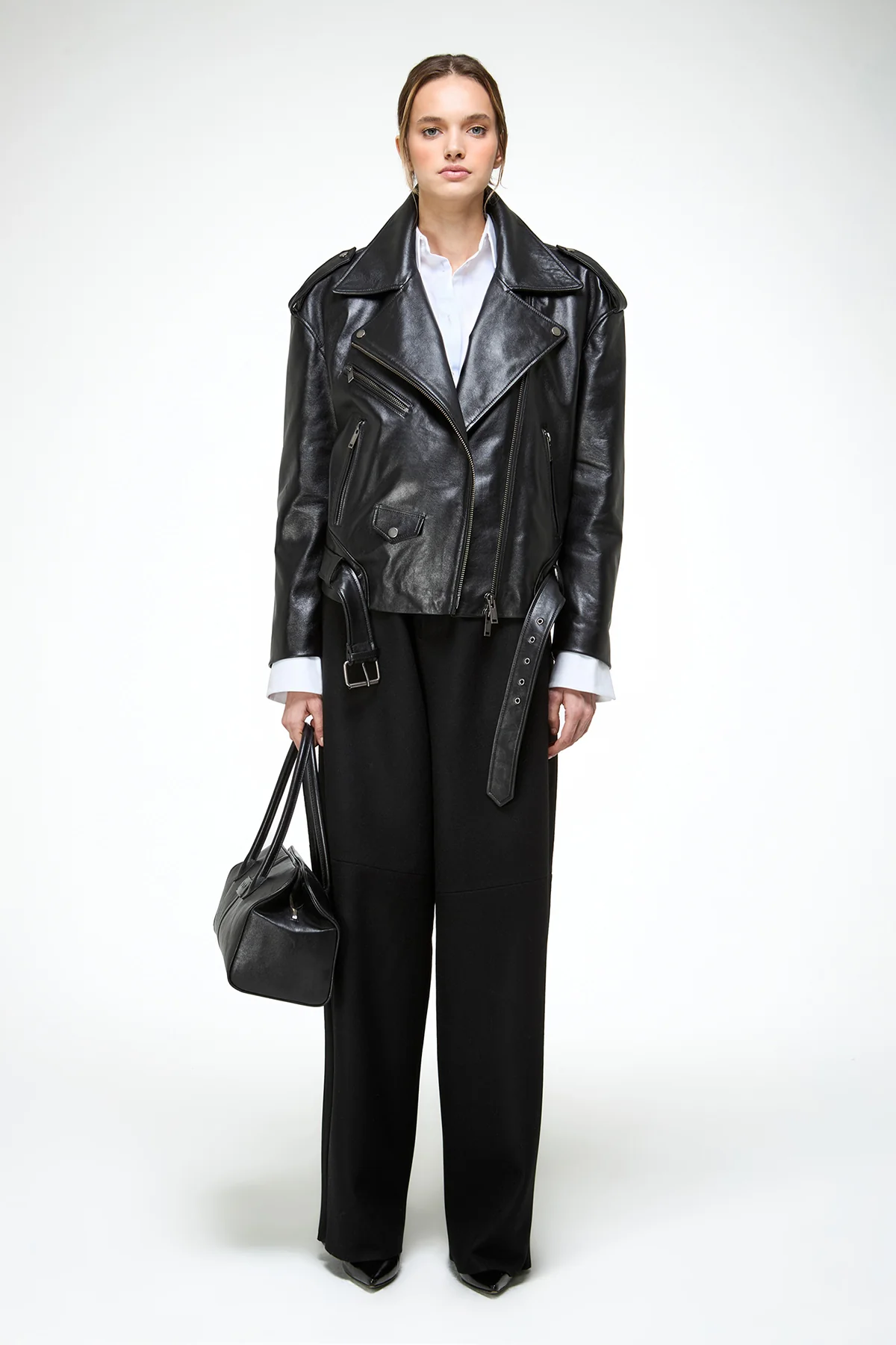 Alessia - Black Leather Coat