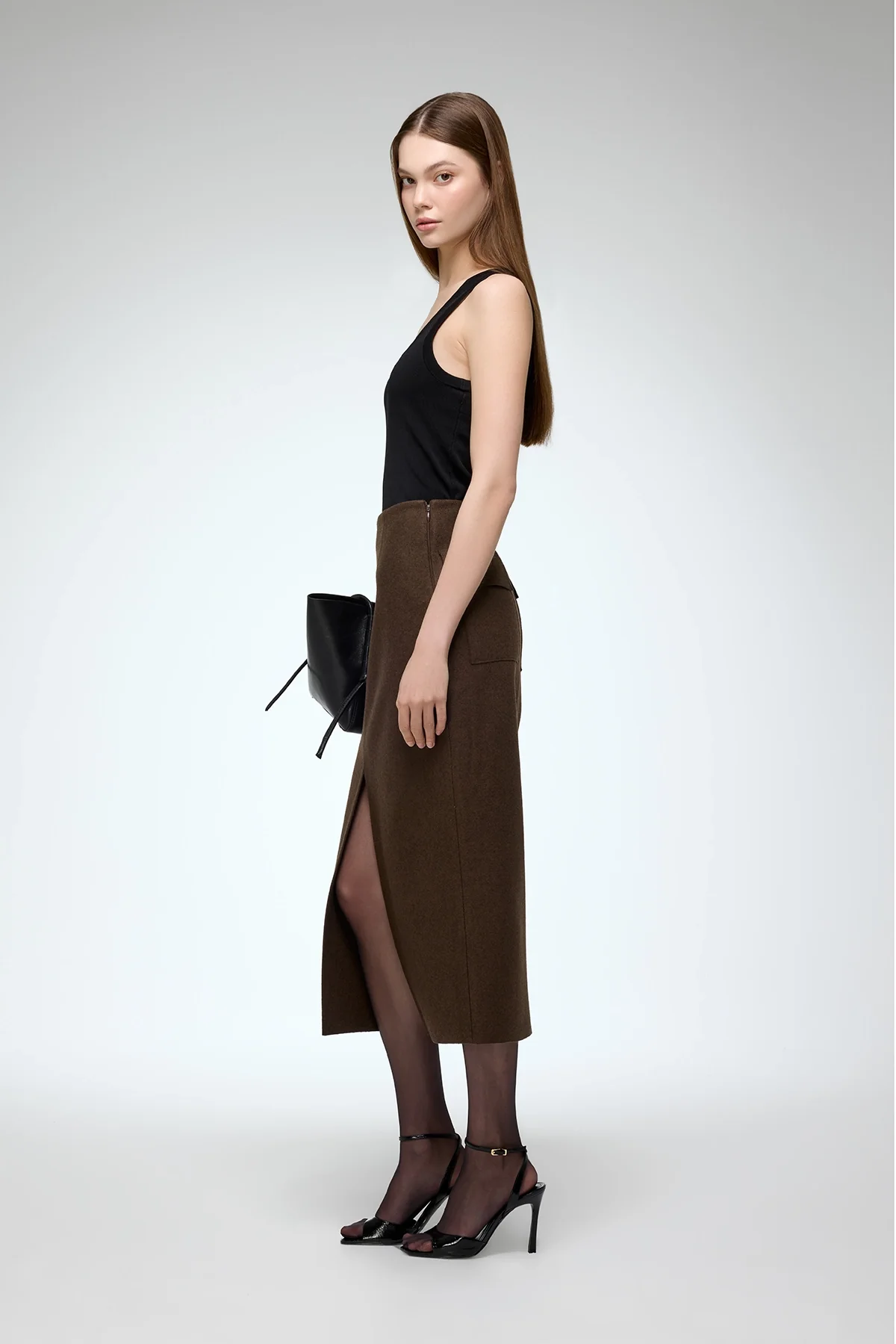 Alicia - Brown Wool Skirt - Image 2