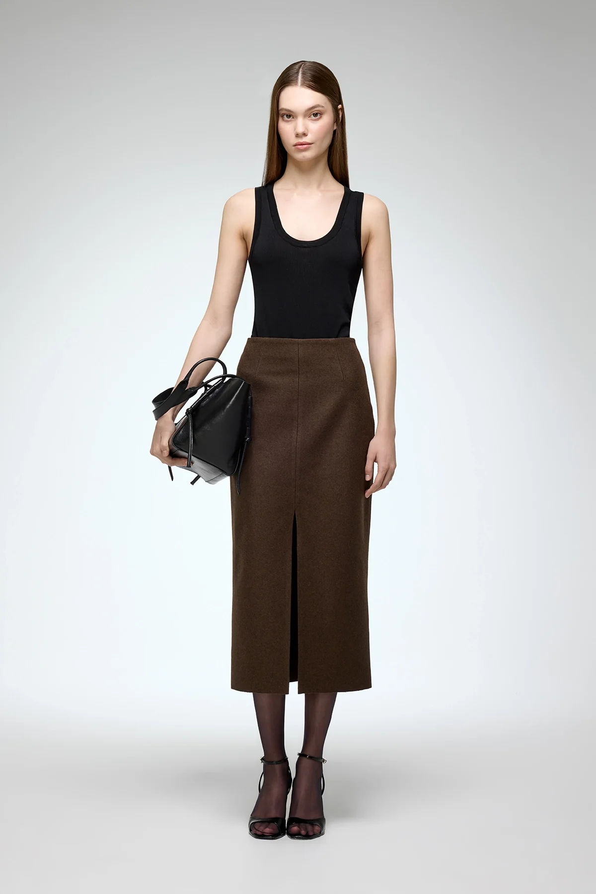 Alicia - Brown Wool Skirt - Image 3
