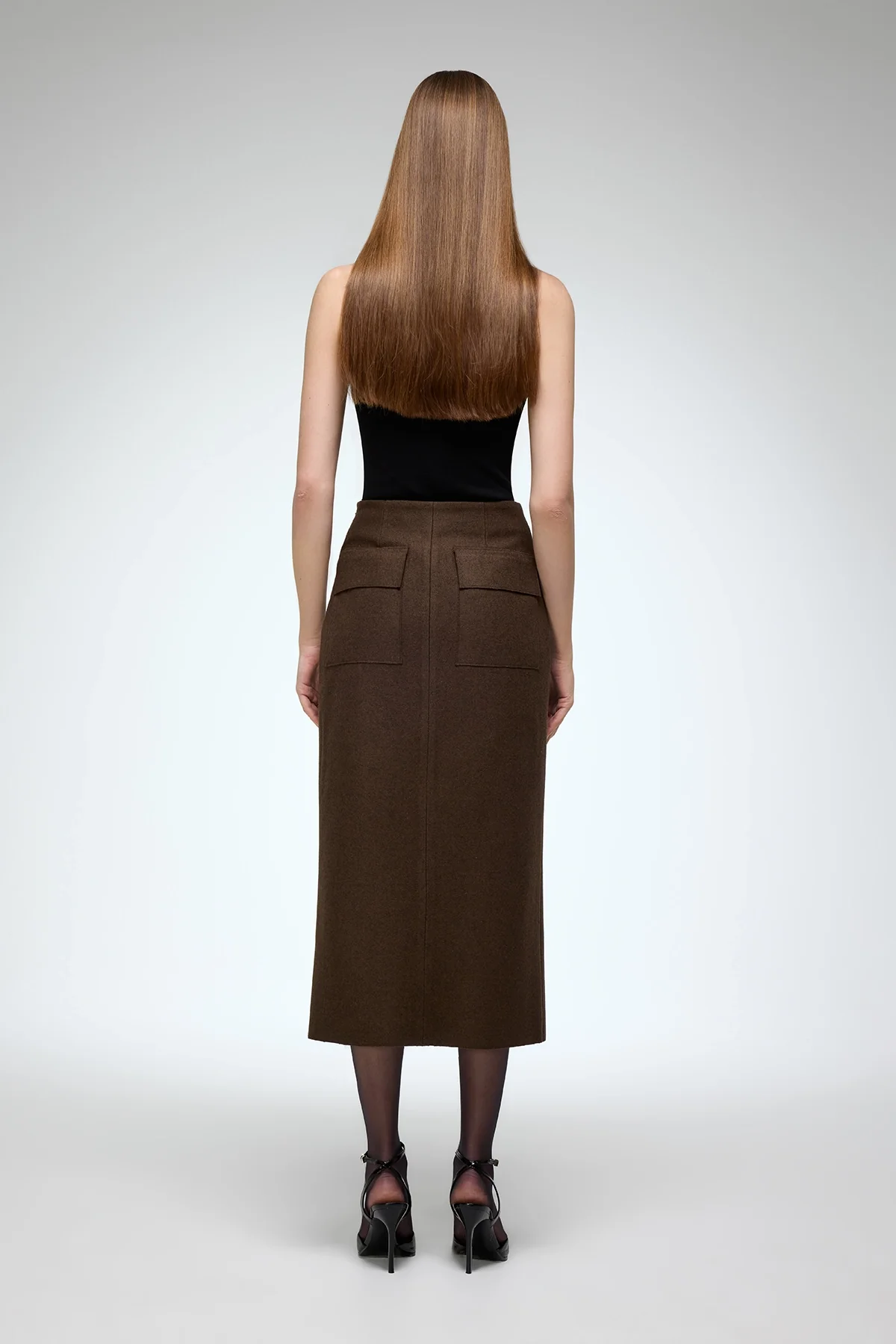 Alicia - Brown Wool Skirt - Image 4
