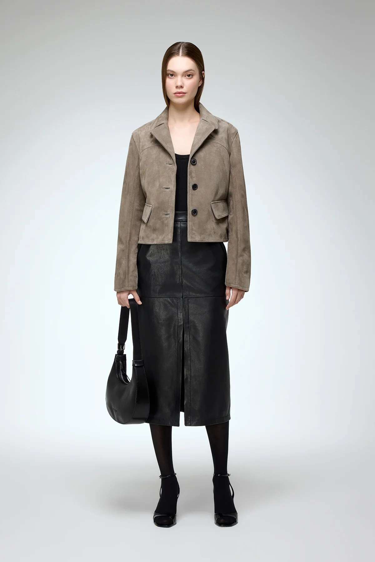 Amara - Grey Leather Jacket - Image 3