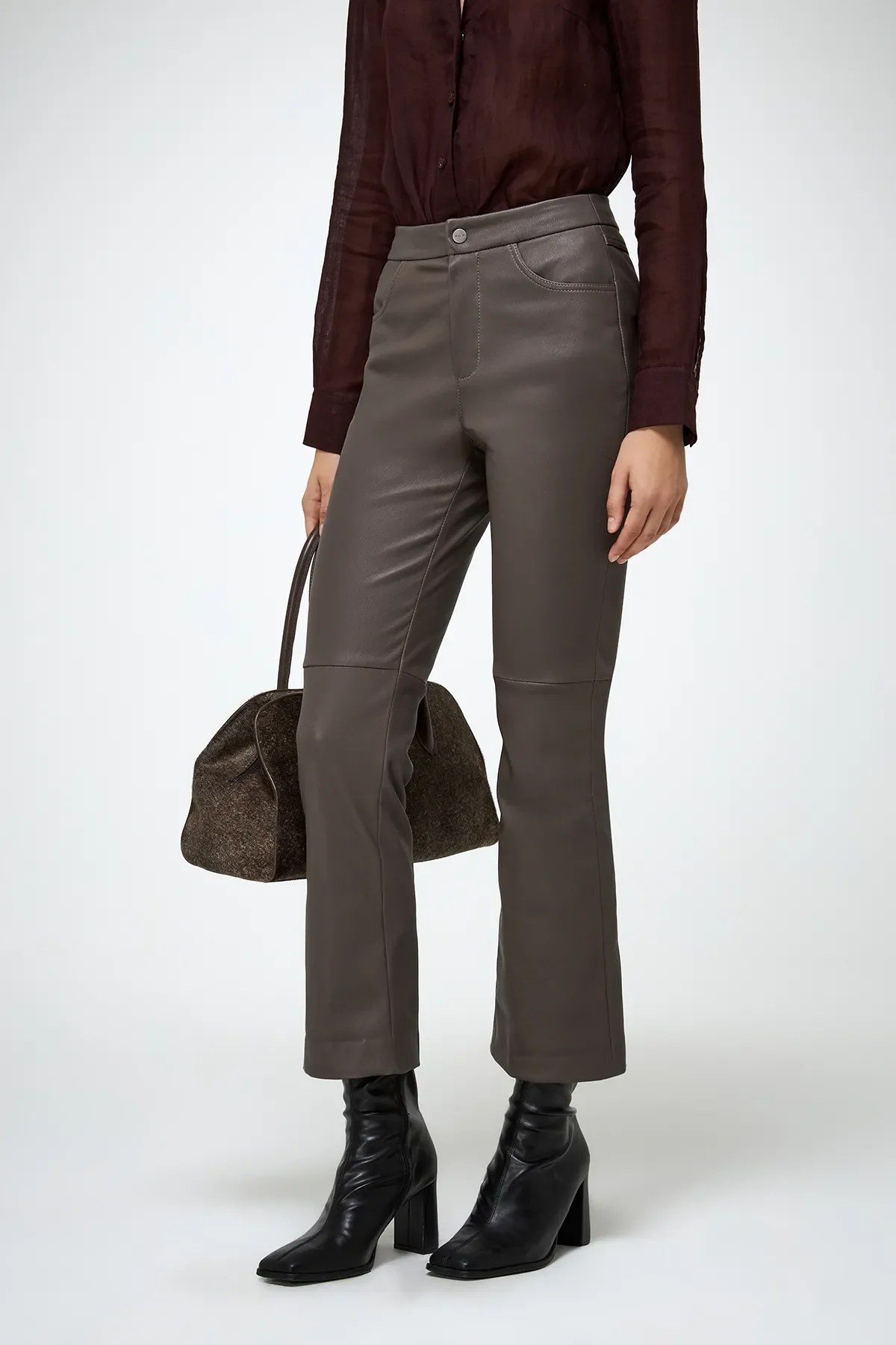 Ambre - Grey Leather Pant - Image 2