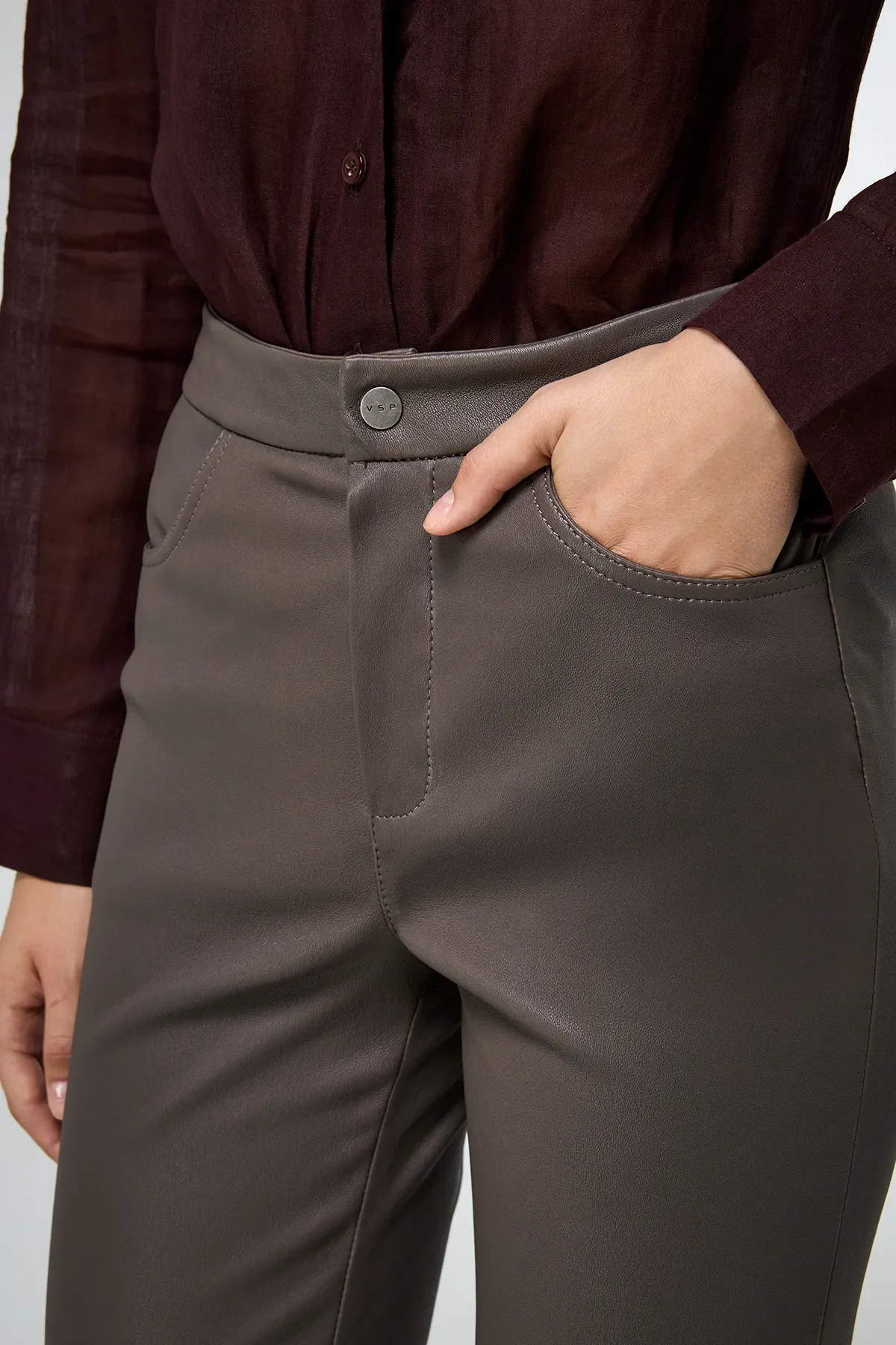 Ambre - Grey Leather Pant - Image 3