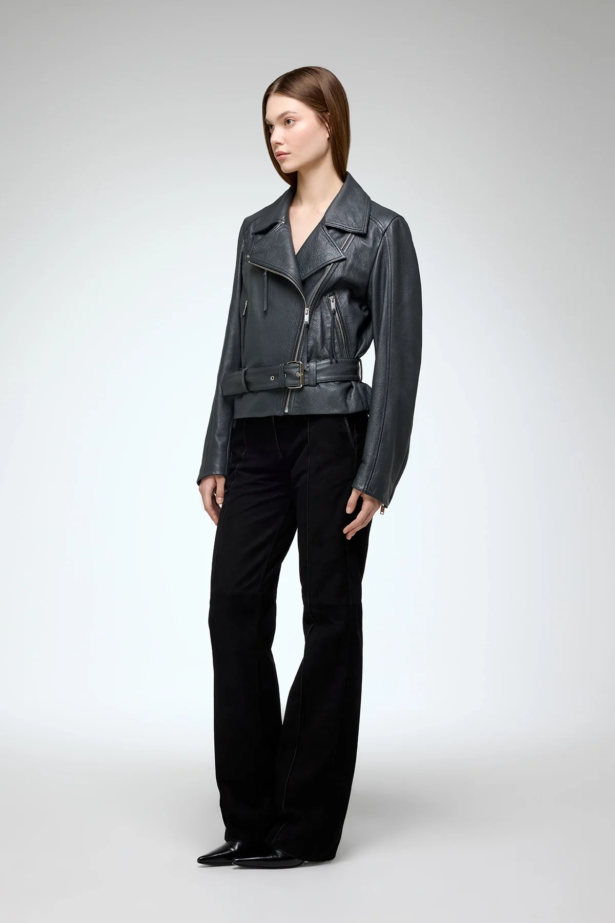 Amelia - Anthracite Leather Jacket - Image 3