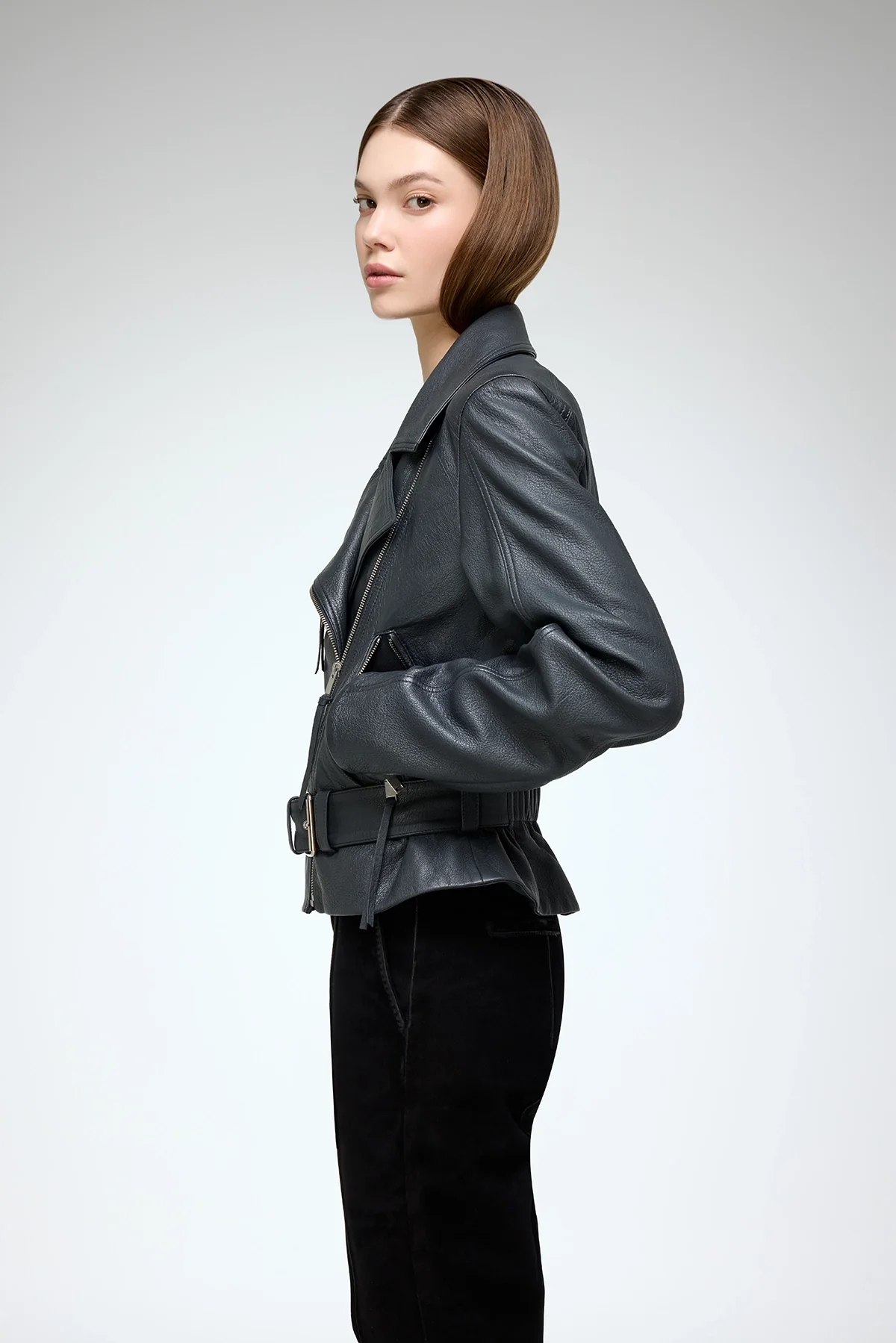 Amelia - Anthracite Leather Jacket - Image 4