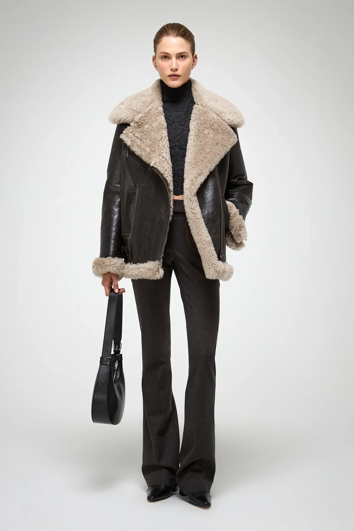 Antonella - Anthracite Shearling Coat - Image 3