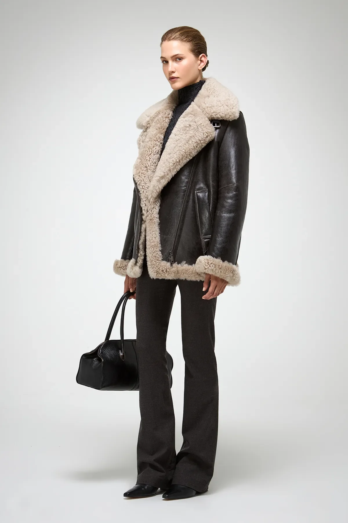 Antonella - Anthracite Shearling Coat - Image 6
