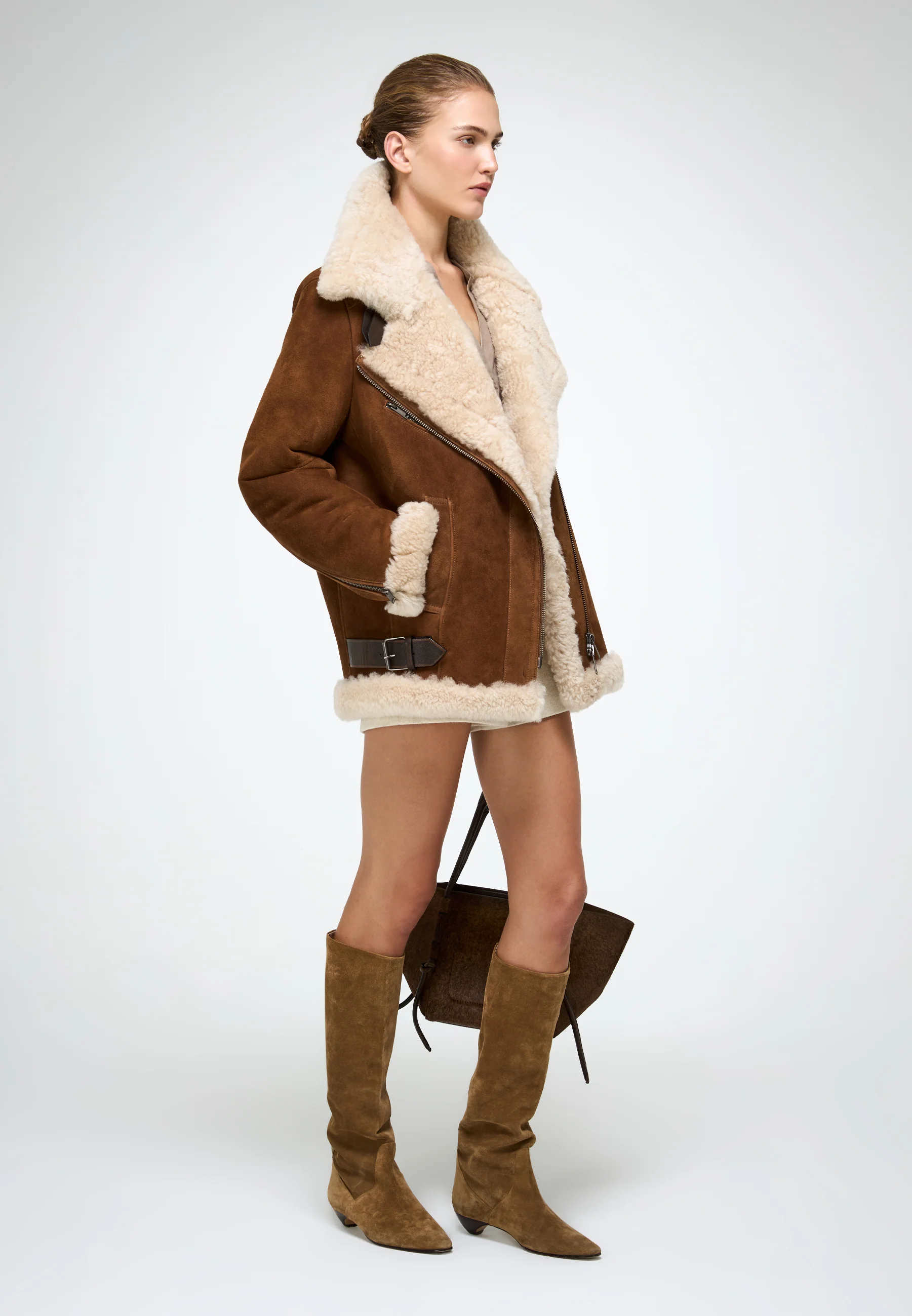 Antonella - Tobacco Shearling Coat - Image 3