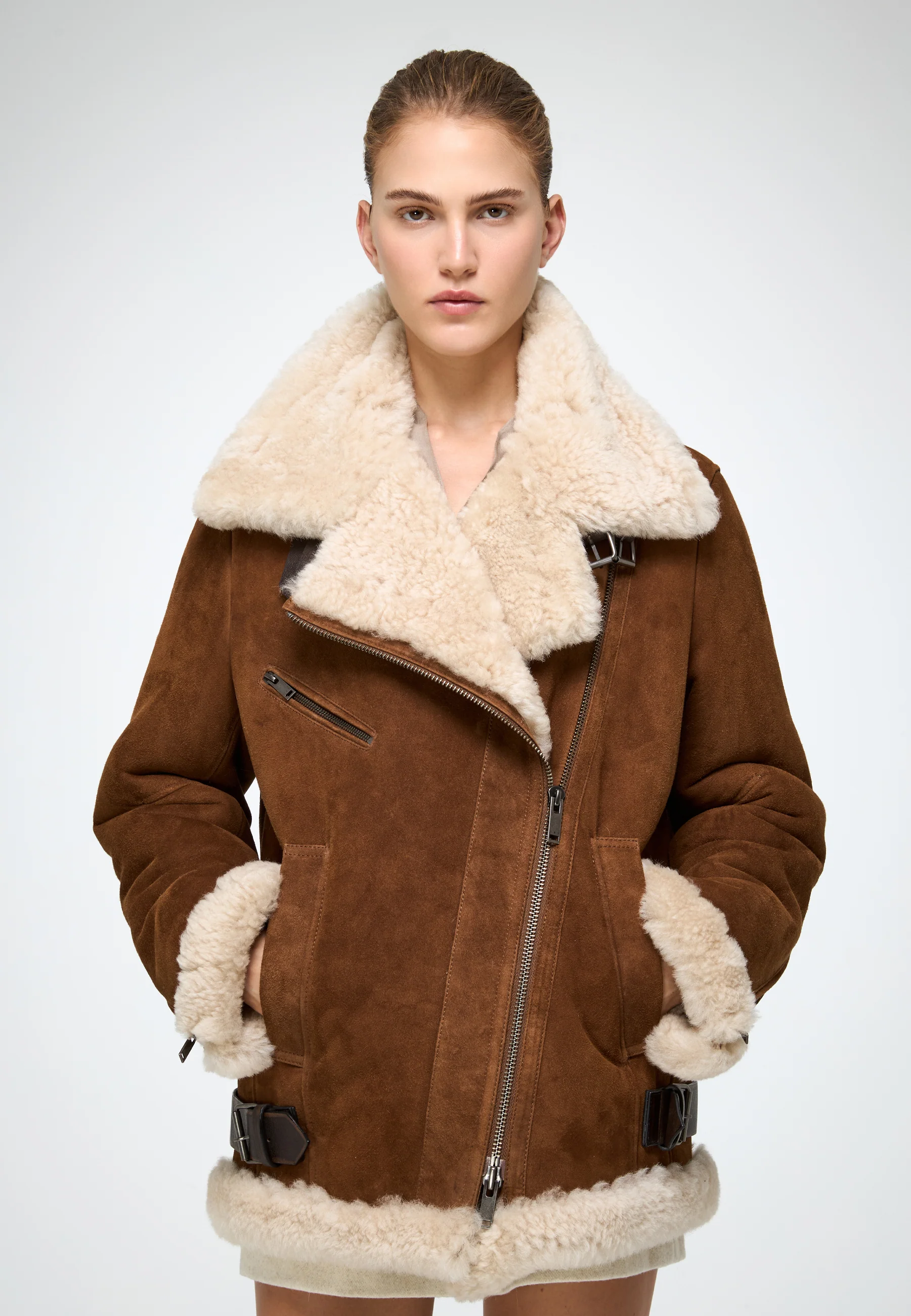 Antonella - Tobacco Shearling Coat - Image 4