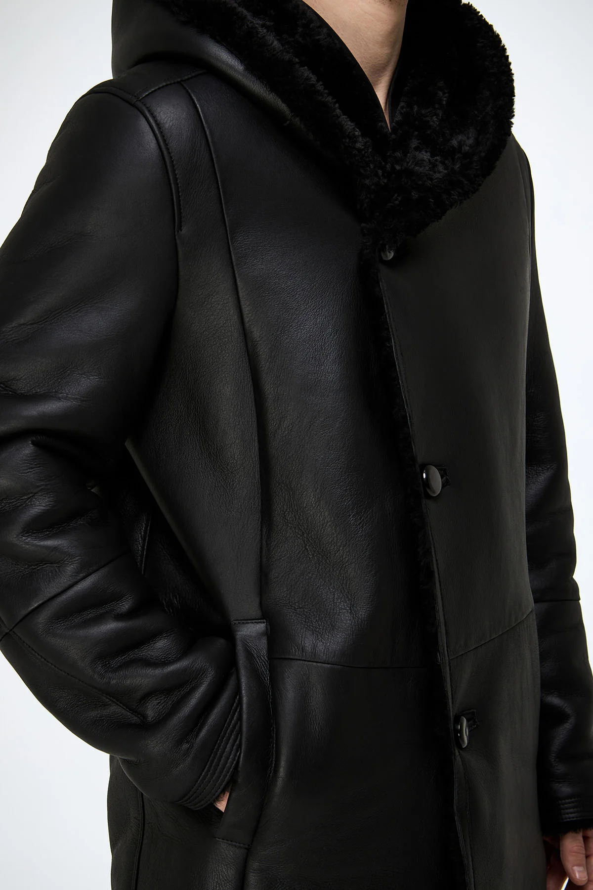 Teo - Black Shearling Coat - Image 3