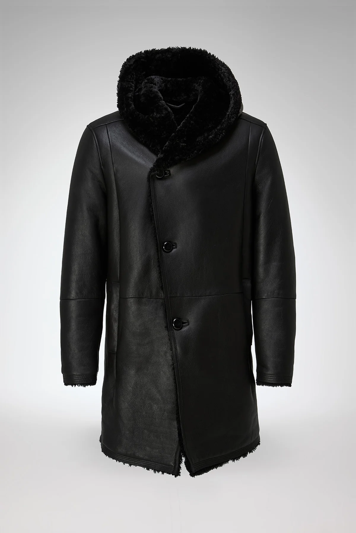 Teo - Black Shearling Coat - Image 6