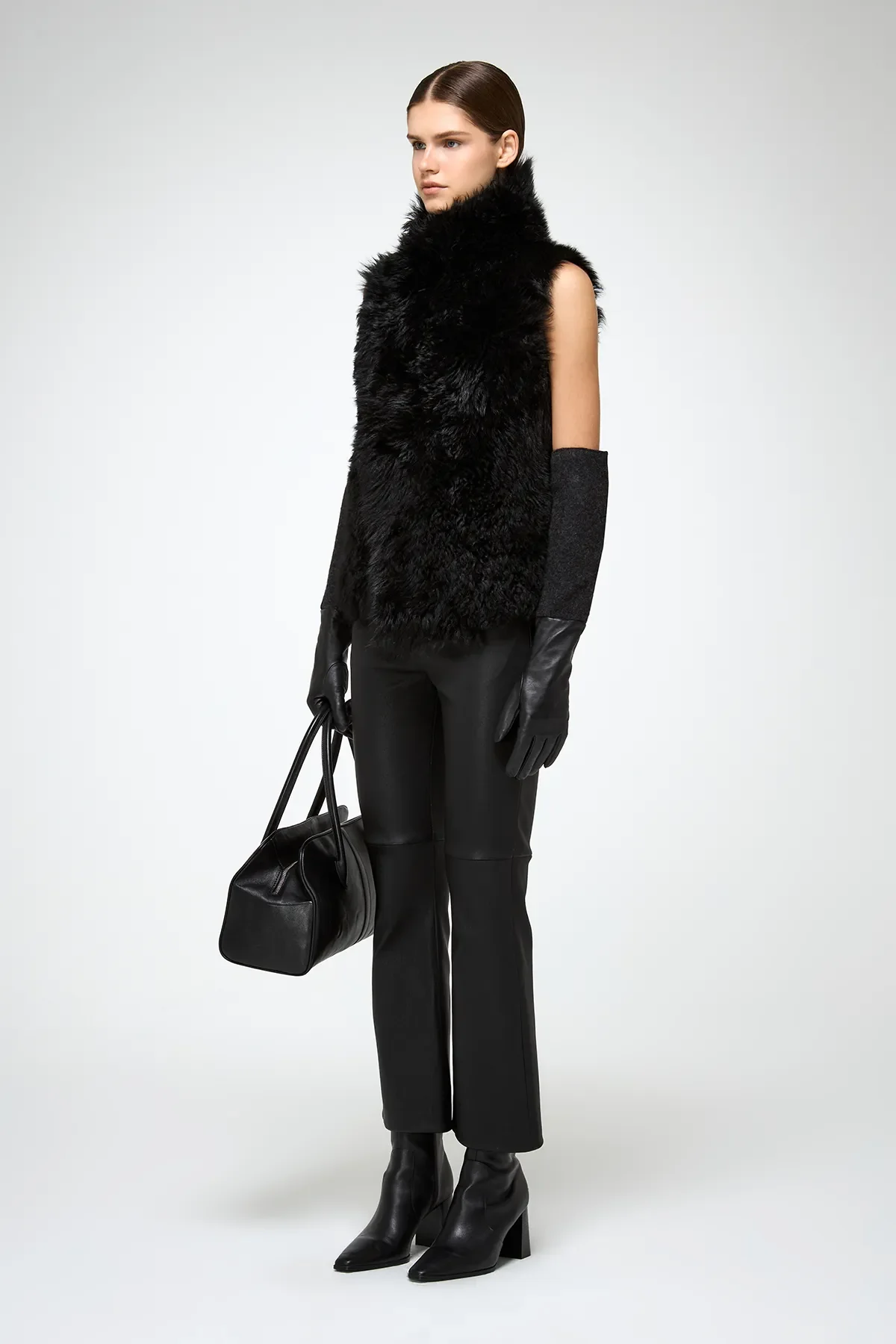 Solene - Black Shearling Vest - Image 4
