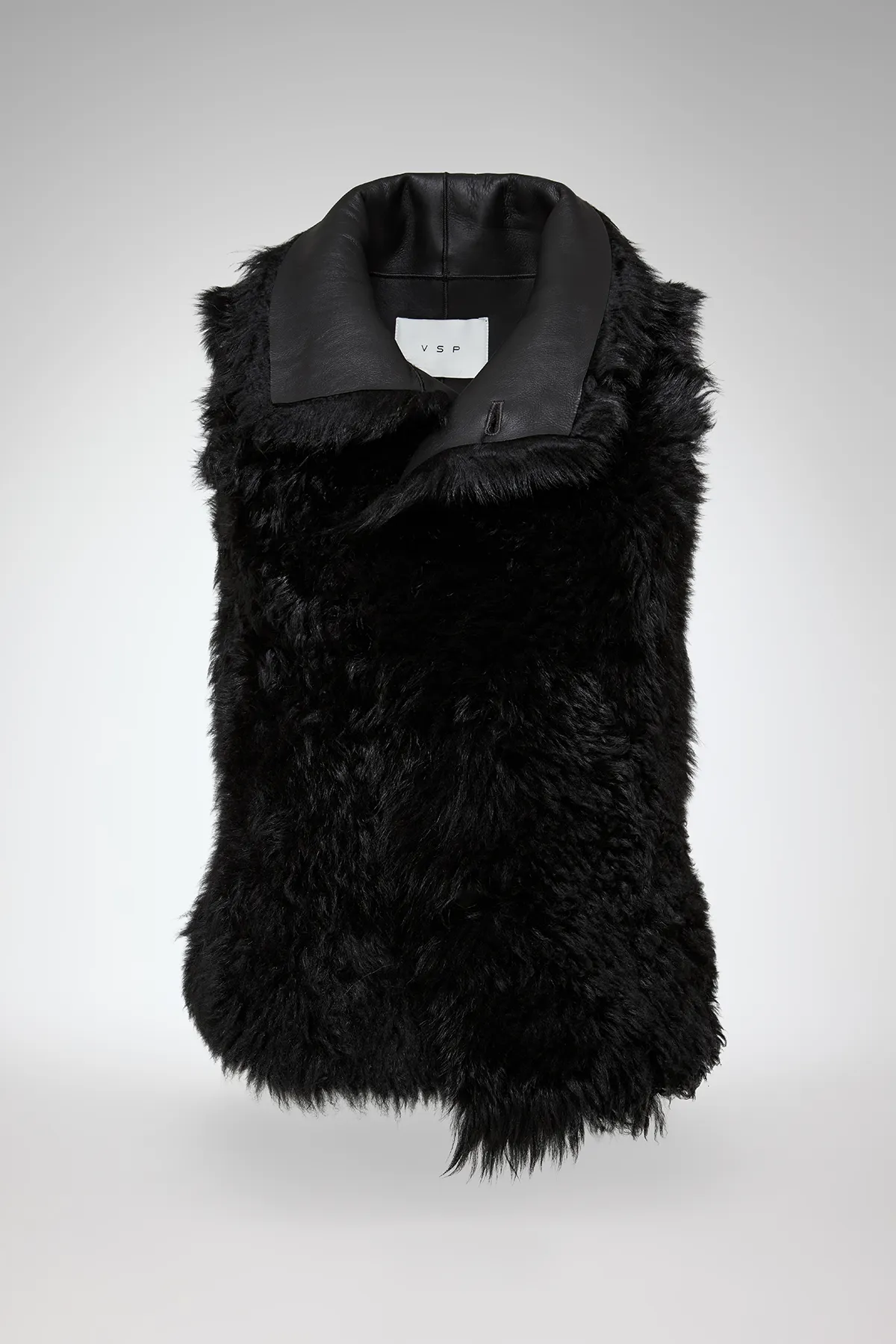 Solene - Black Shearling Vest - Image 5