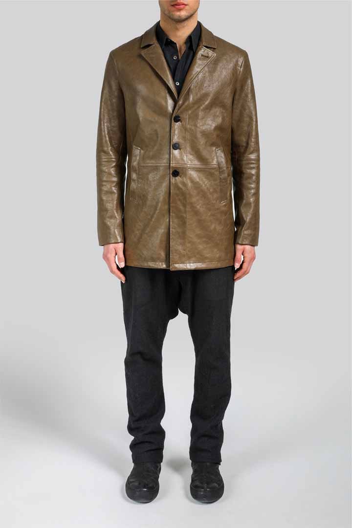 Bruno - Brown Tobacco Leather Coat - Image 2