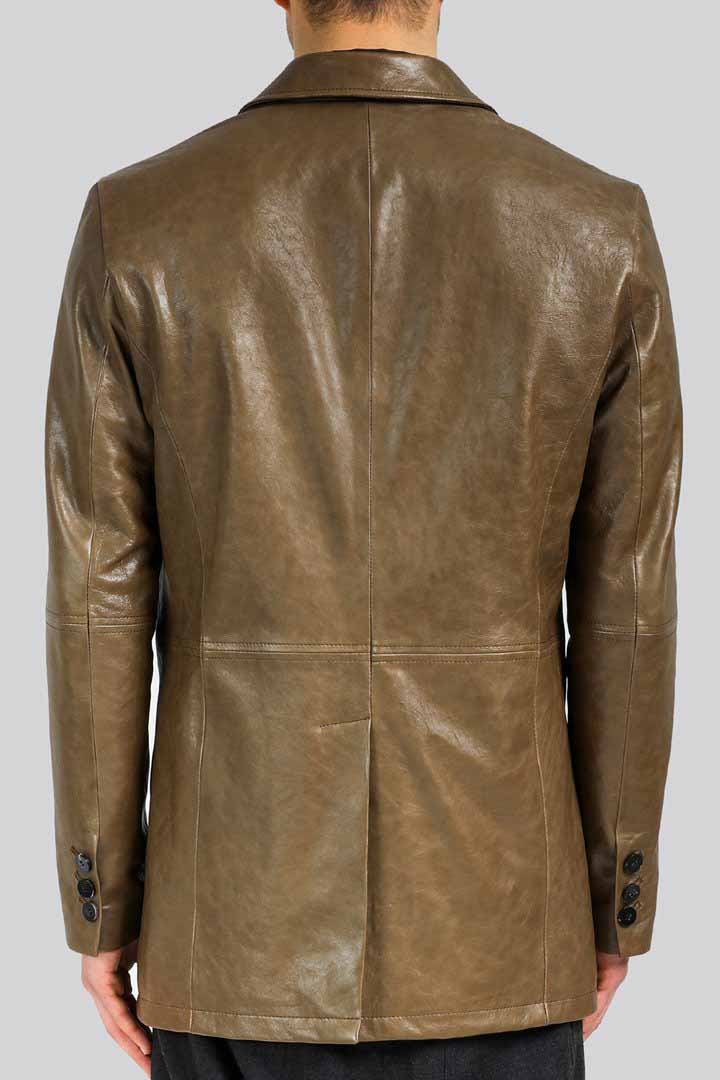 Bruno - Brown Tobacco Leather Coat - Image 6