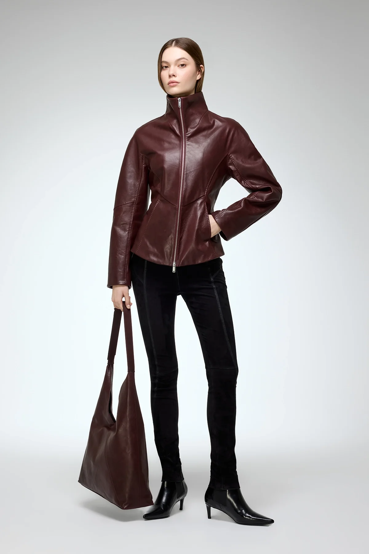 Carina - Cherry Leather Jacket - Image 3