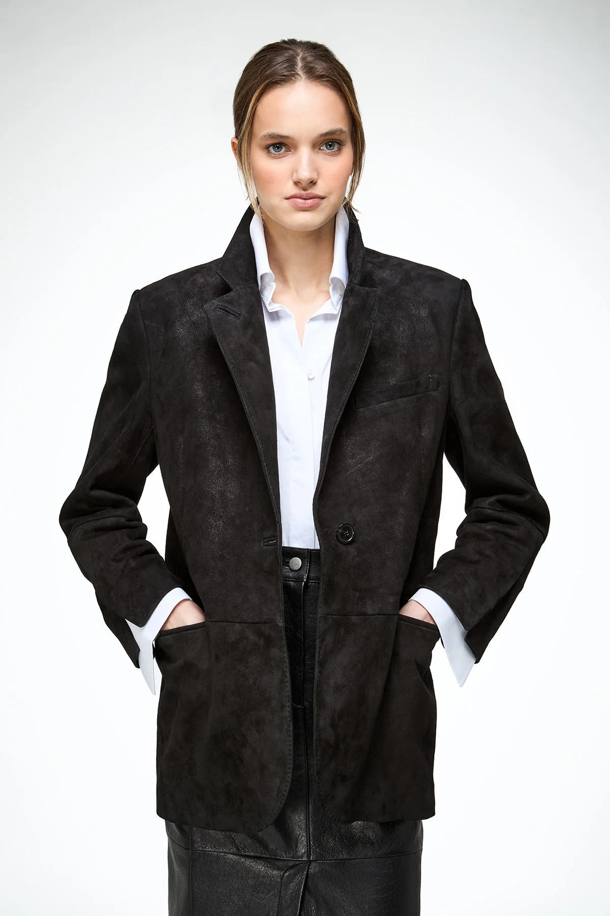 Caterina - Black Leather Coat - Image 3