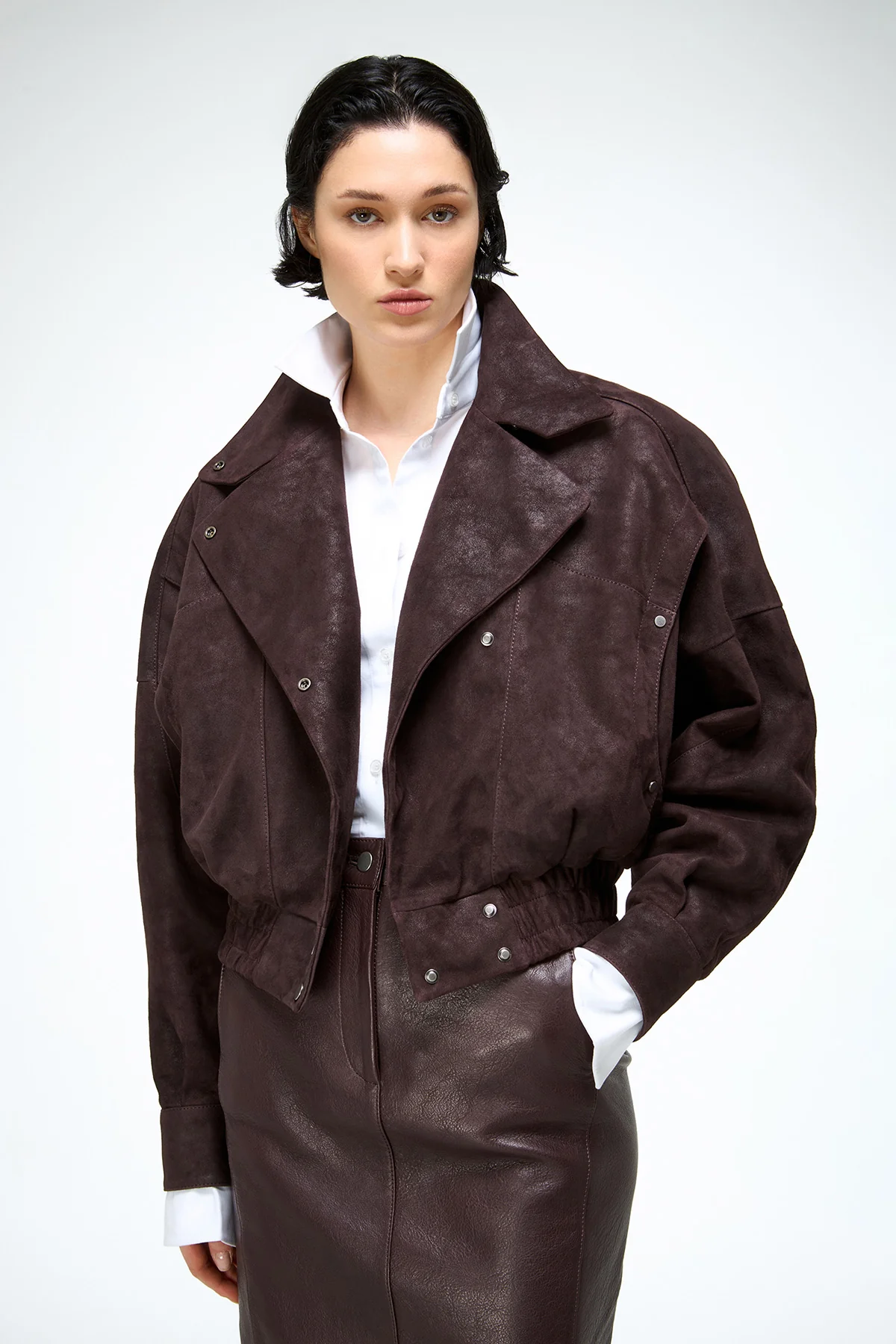 Clara - Dark Bordeaux Leather Jacket - Image 2