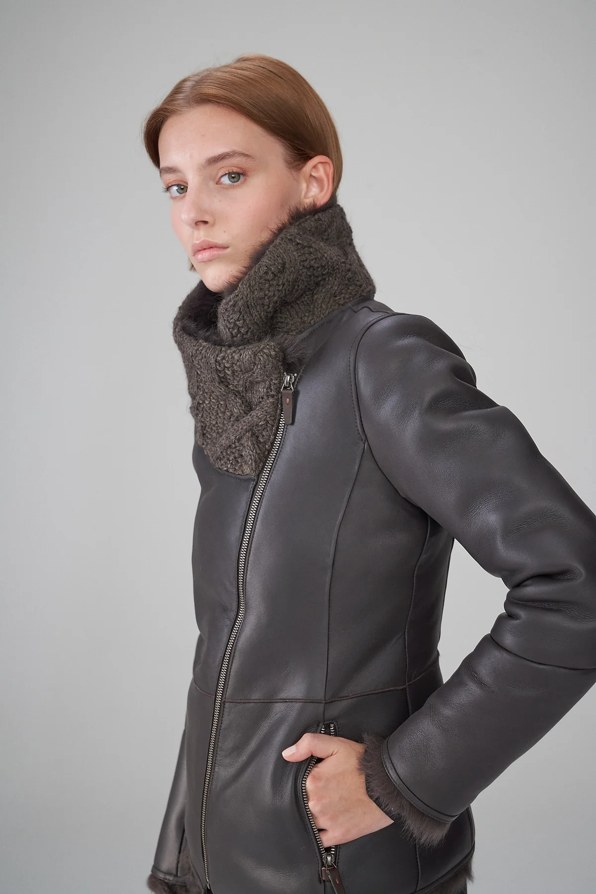 Cyrine - Brown Shearling Jacket - Image 3