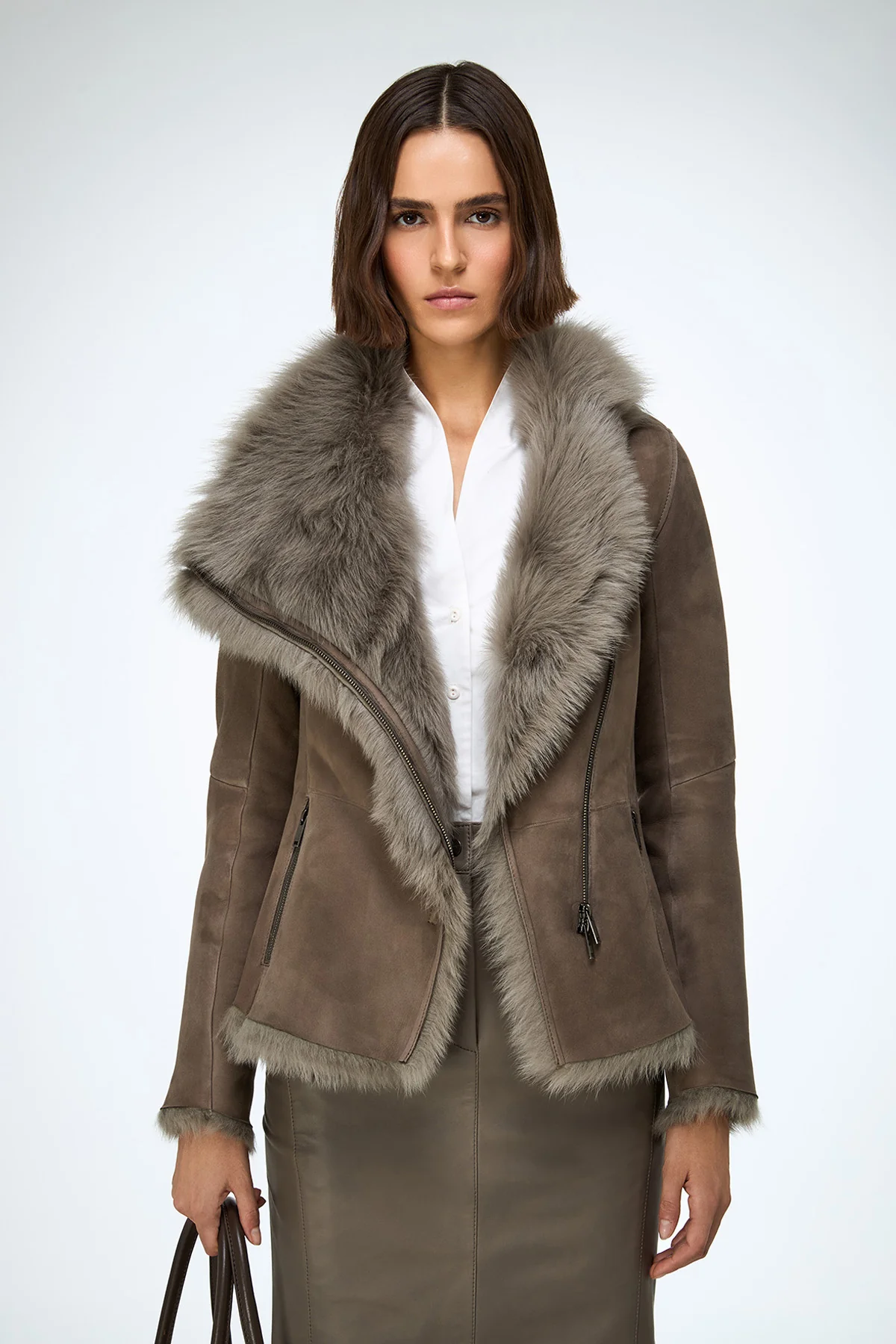 Adila - Stone Shearling Jacket - Image 2