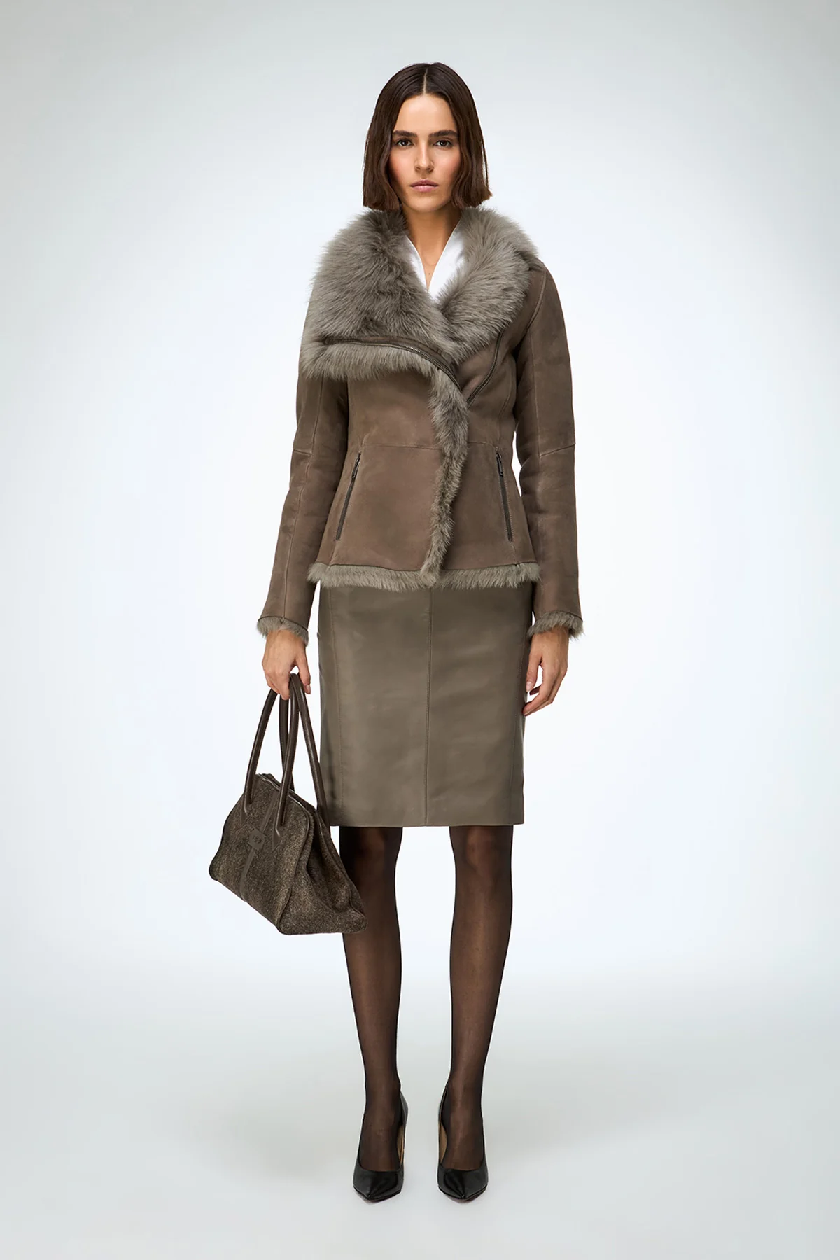 Adila - Stone Shearling Jacket - Image 3