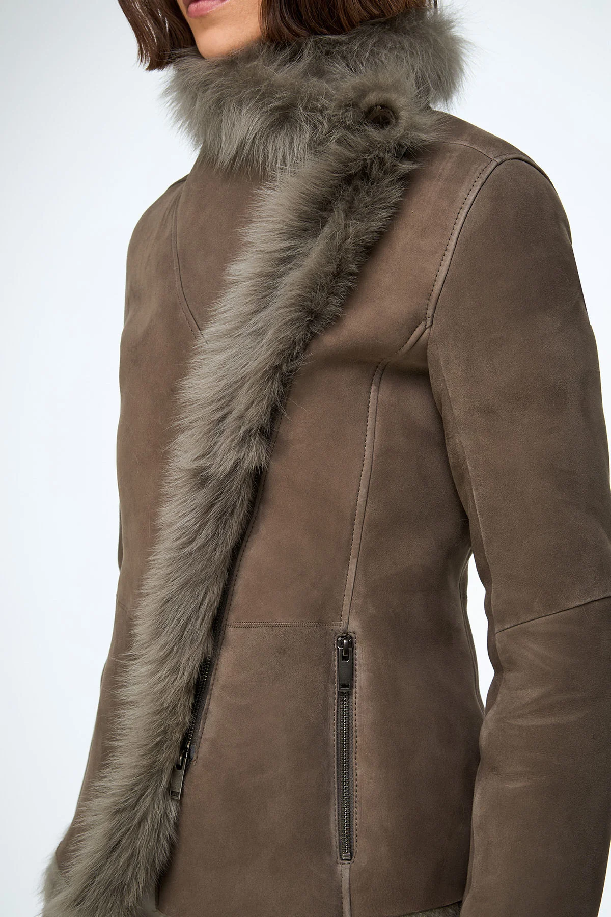 Adila - Stone Shearling Jacket - Image 5