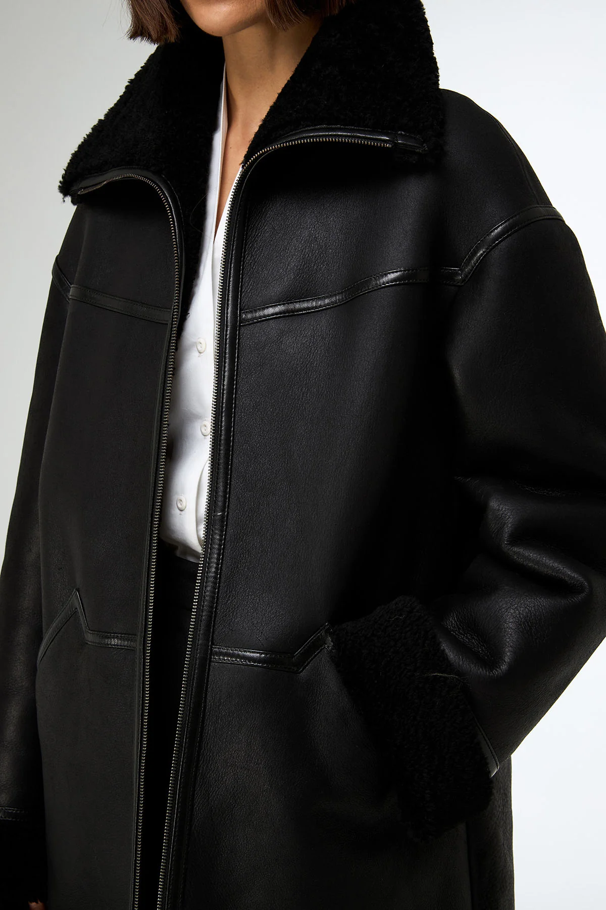 Dina - Black Shearling Coat - Image 6