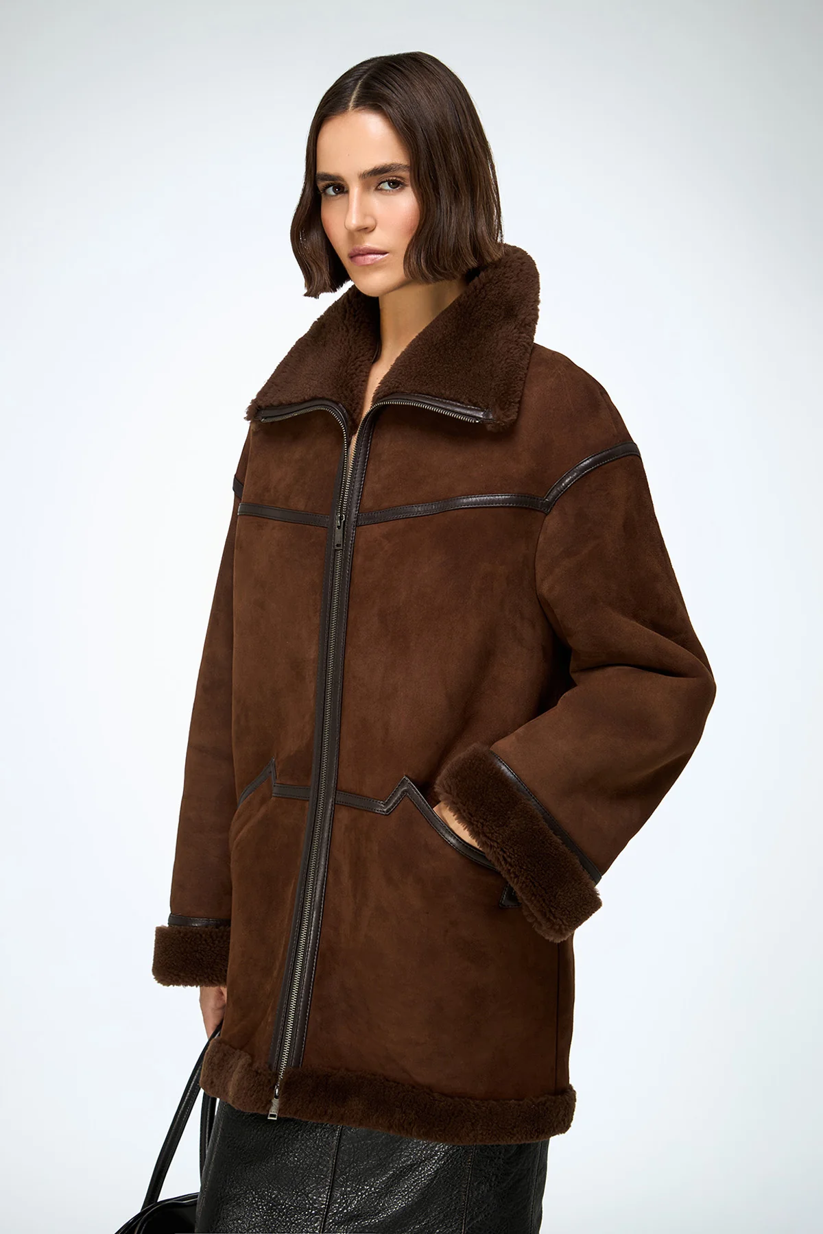 Dina - Tobacco Shearling Coat - Image 3