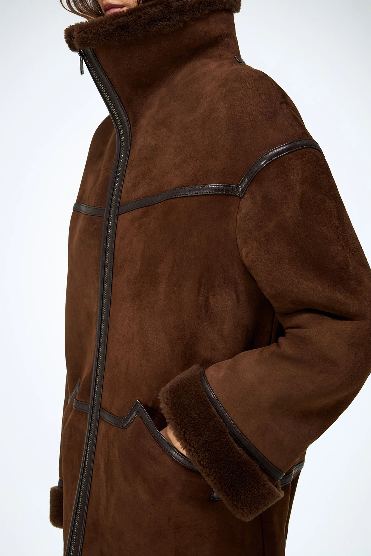 Dina - Tobacco Shearling Coat - Image 6