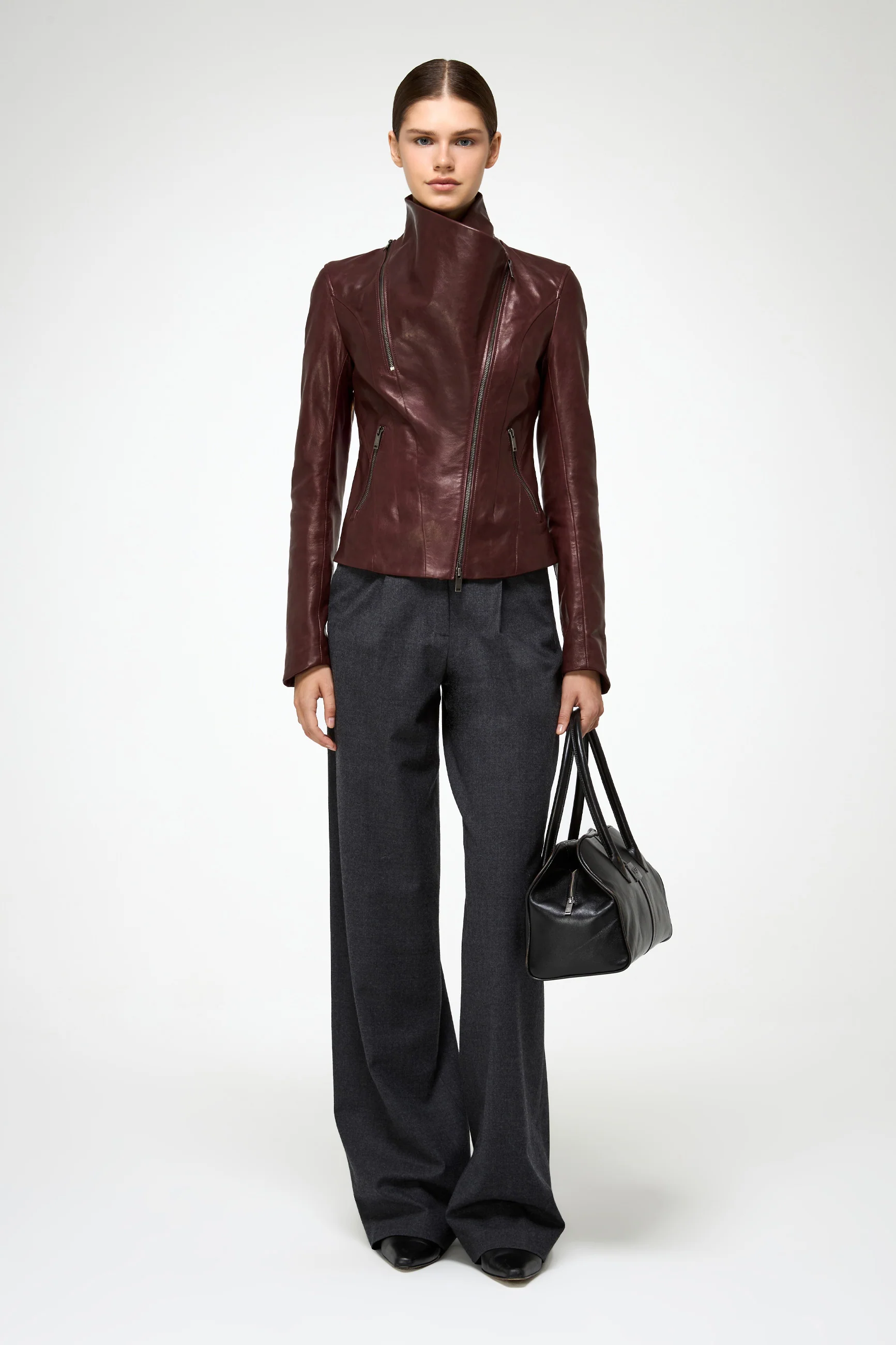 Edna - Cherry Leather Jacket - Image 3