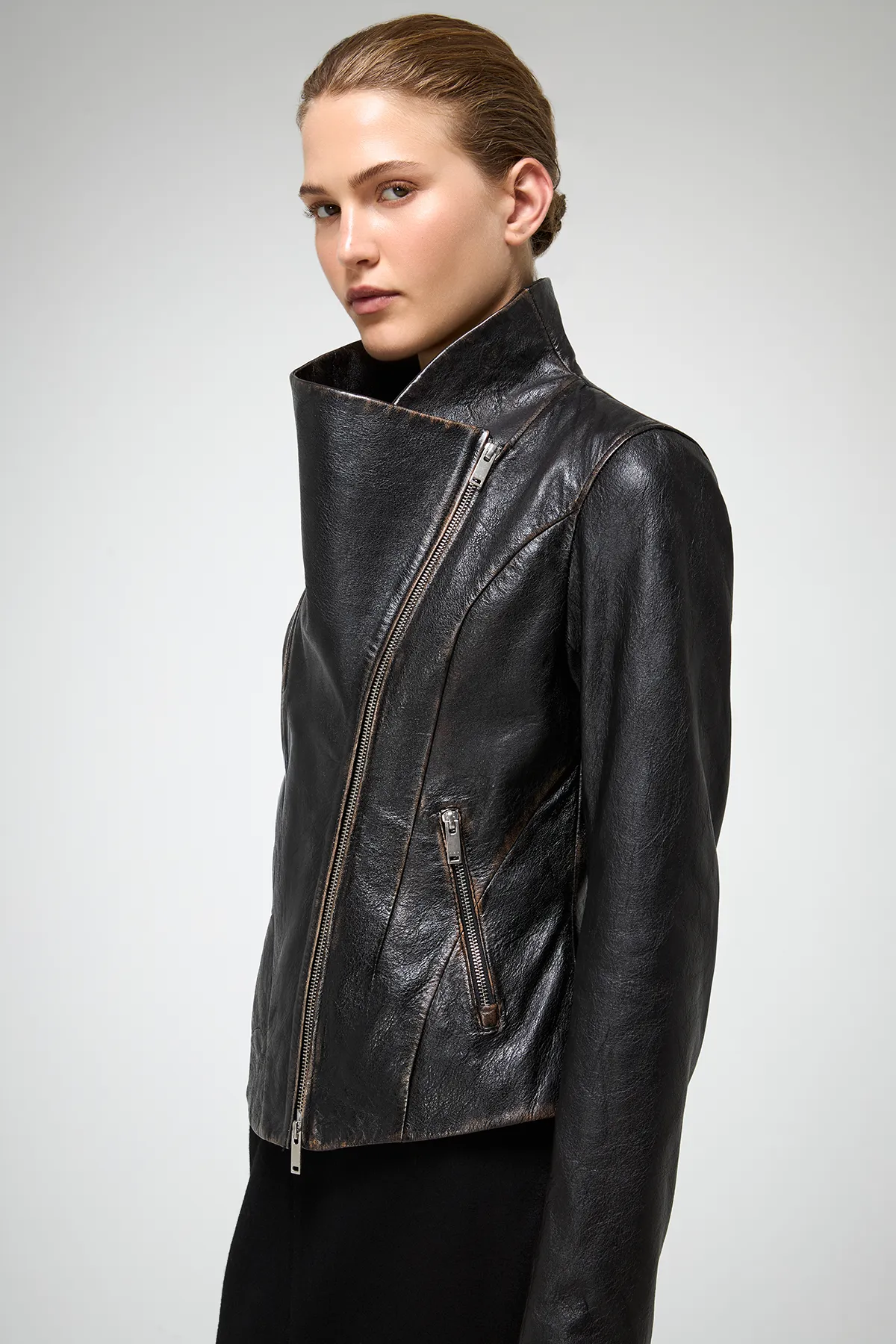 Edna - Dark Brown Leather Jacket - Image 2