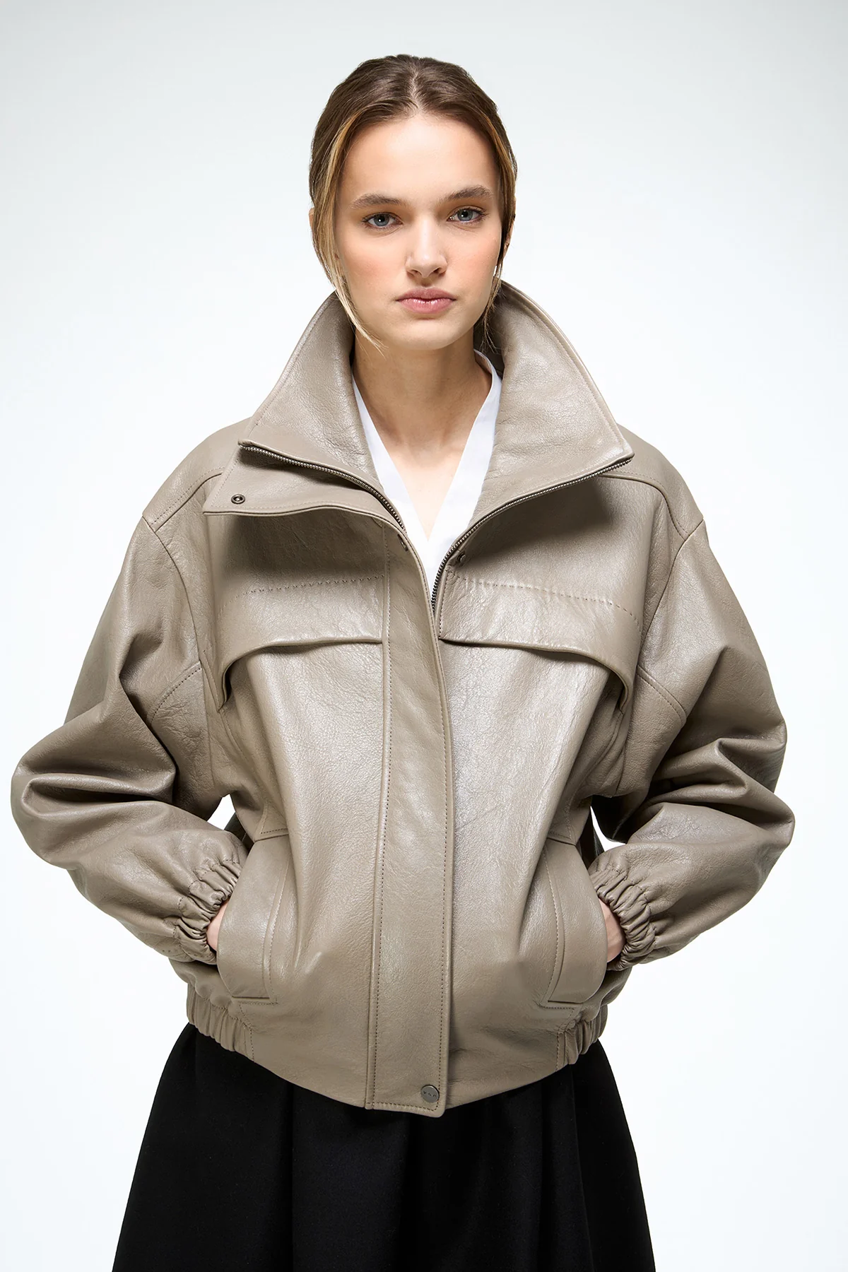 Eli - Beige Leather Jacket - Image 2