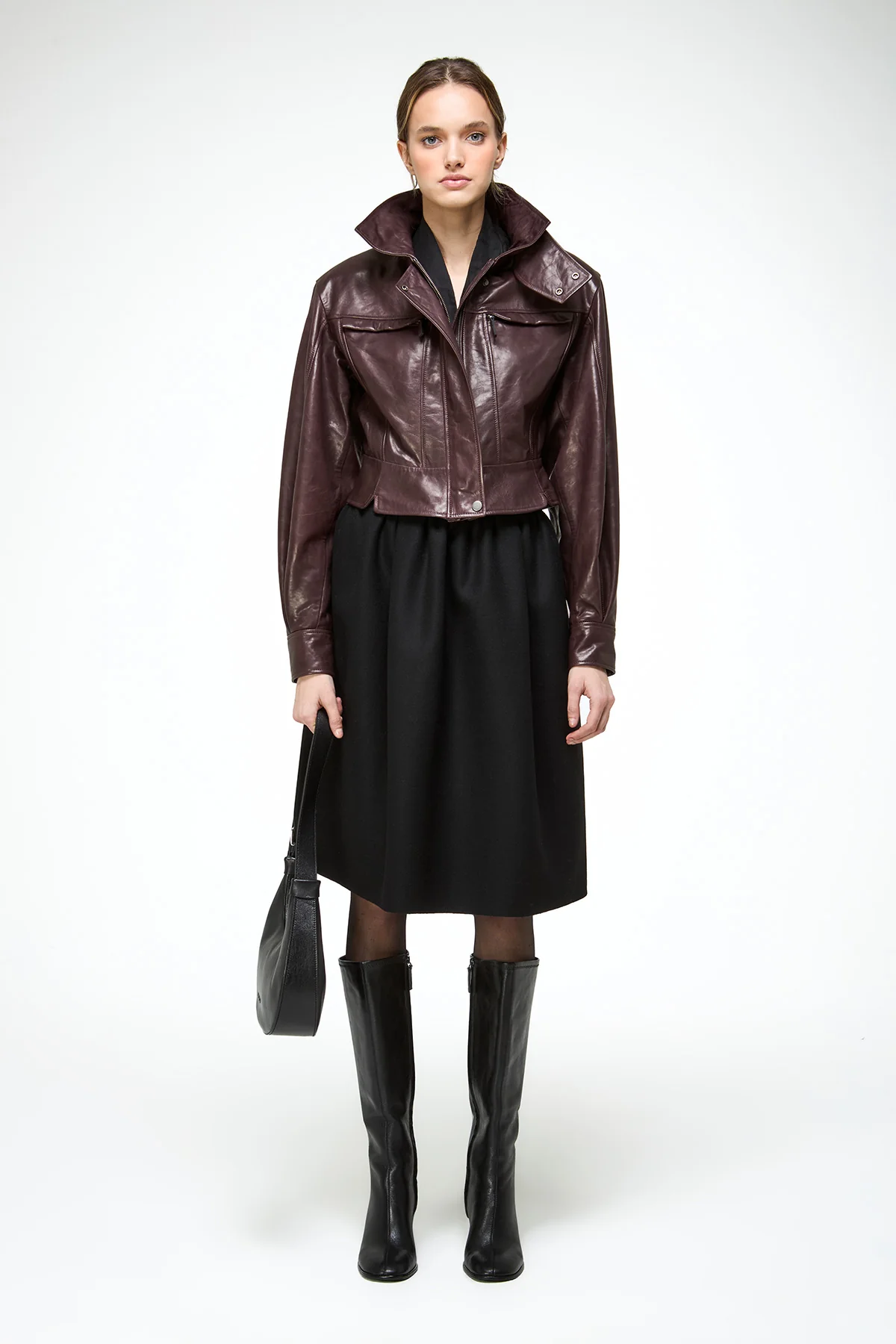 Gaia - Dark Bordeaux Leather Jacket