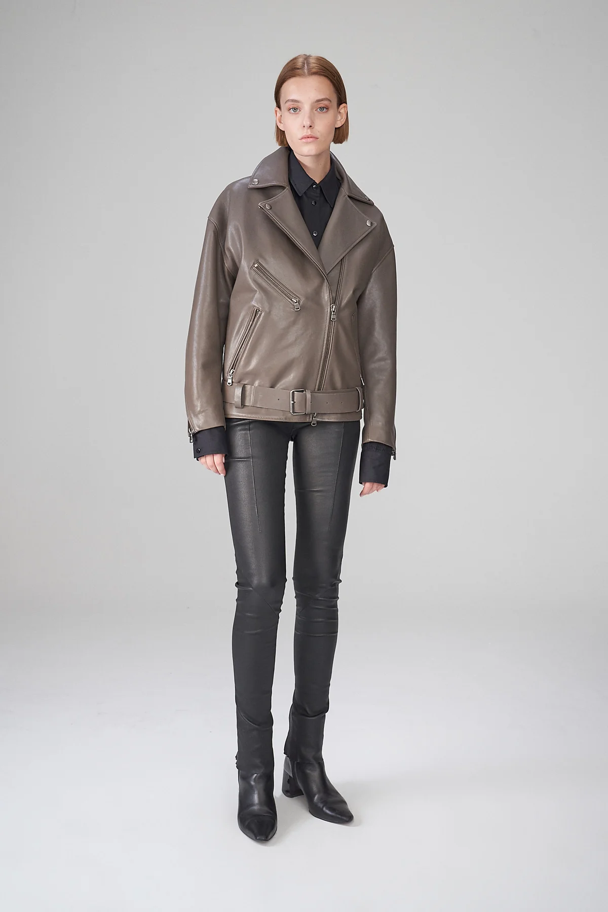 Gisele - Grey Leather Jacket - Image 3