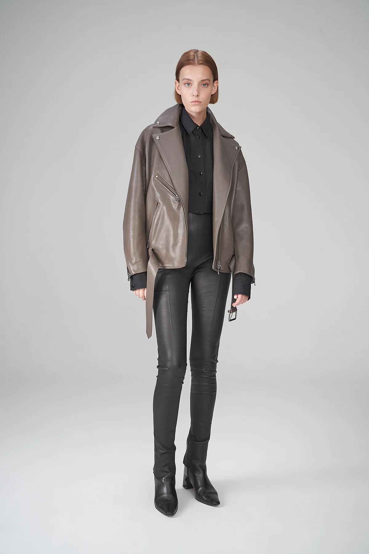 Gisele - Grey Leather Jacket - Image 5