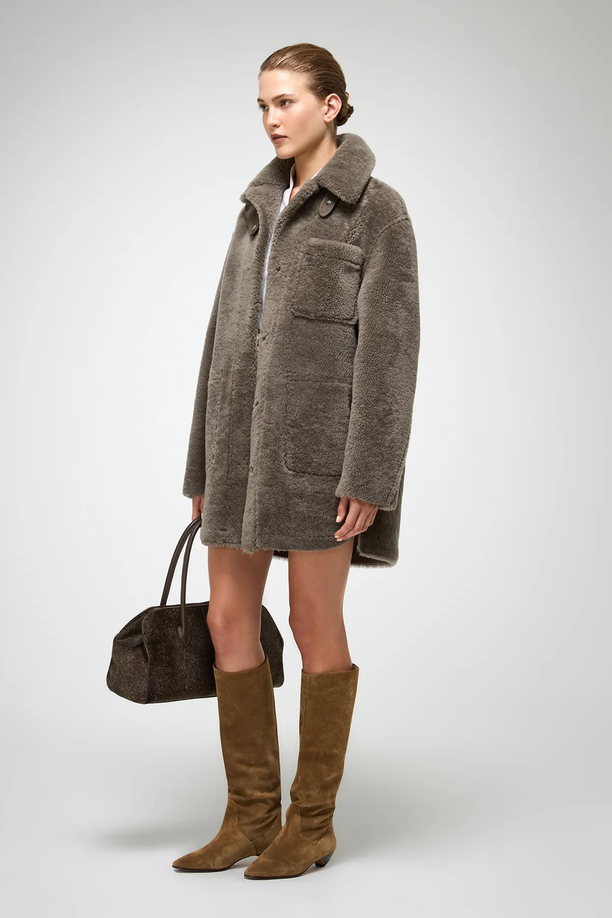 Gracie - Stone Shearling Coat - Image 3