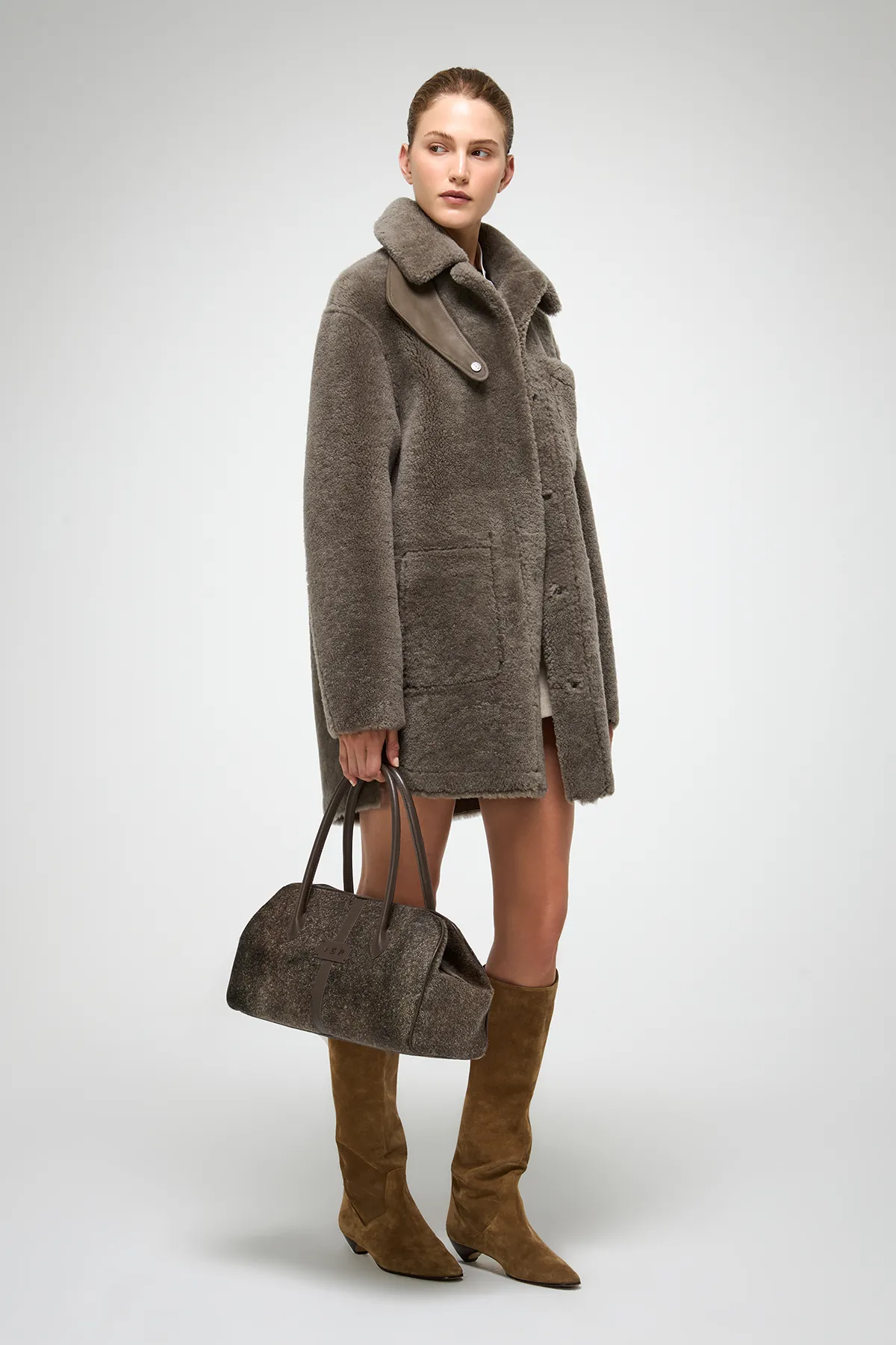 Gracie - Stone Shearling Coat - Image 4