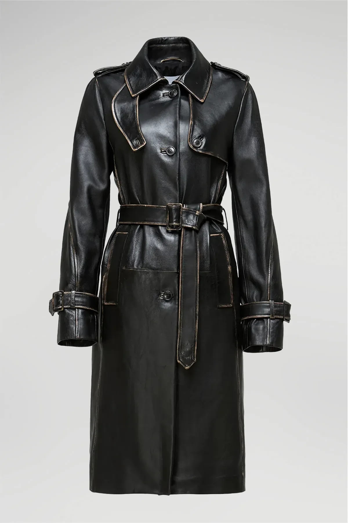 Helena - Black Leather Coat - Image 4