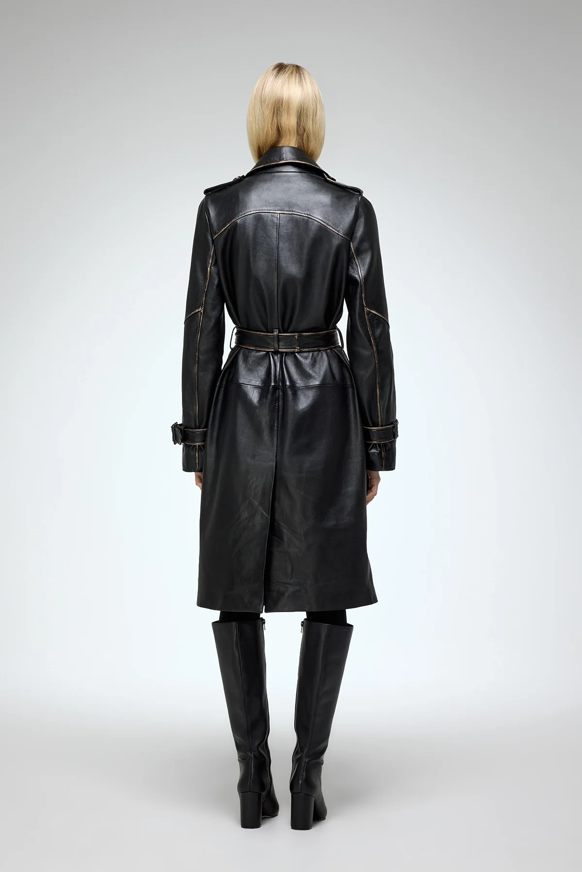 Helena - Black Leather Coat - Image 5