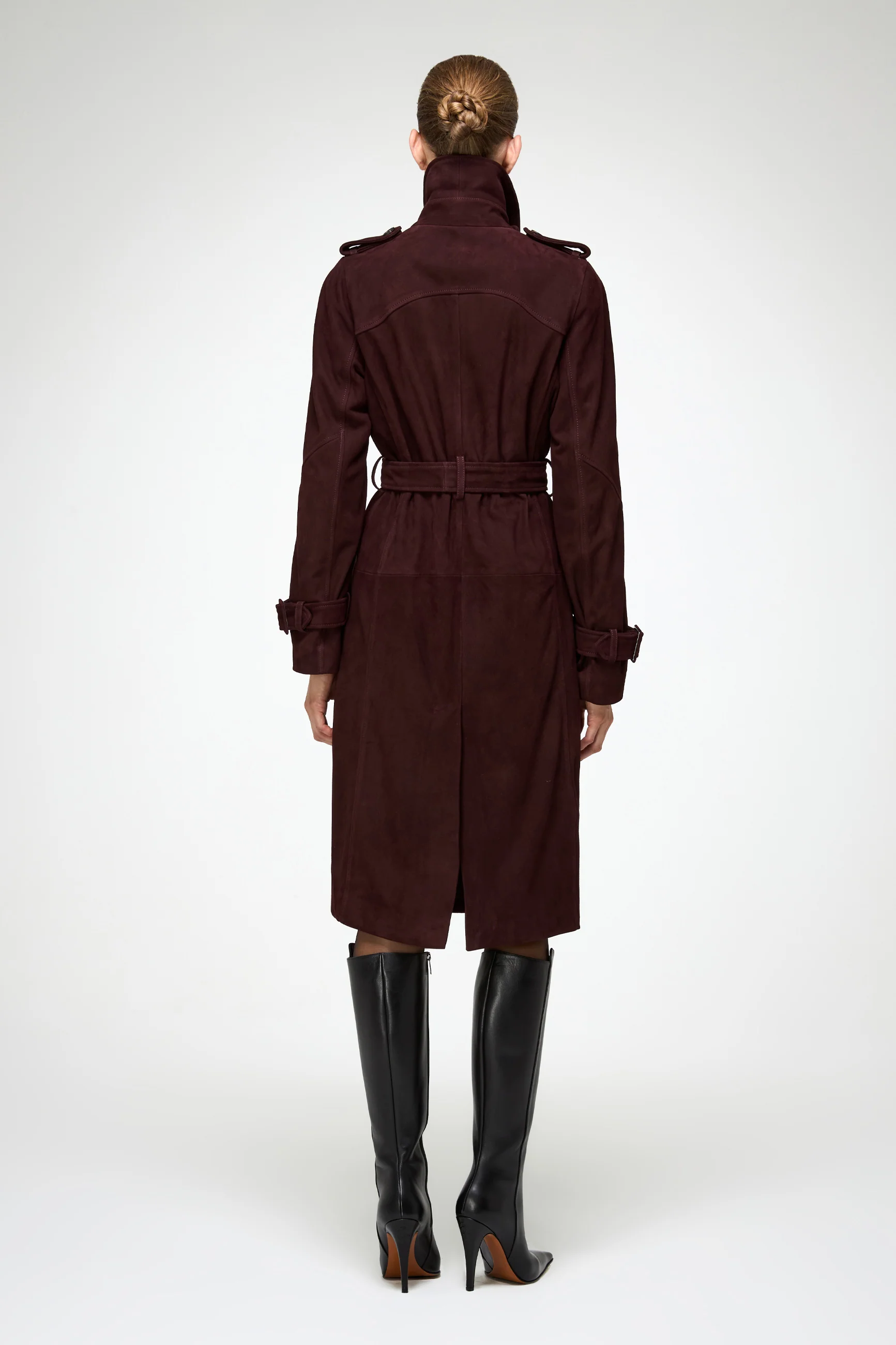 Helena - Burgundy Leather Coat - Image 7