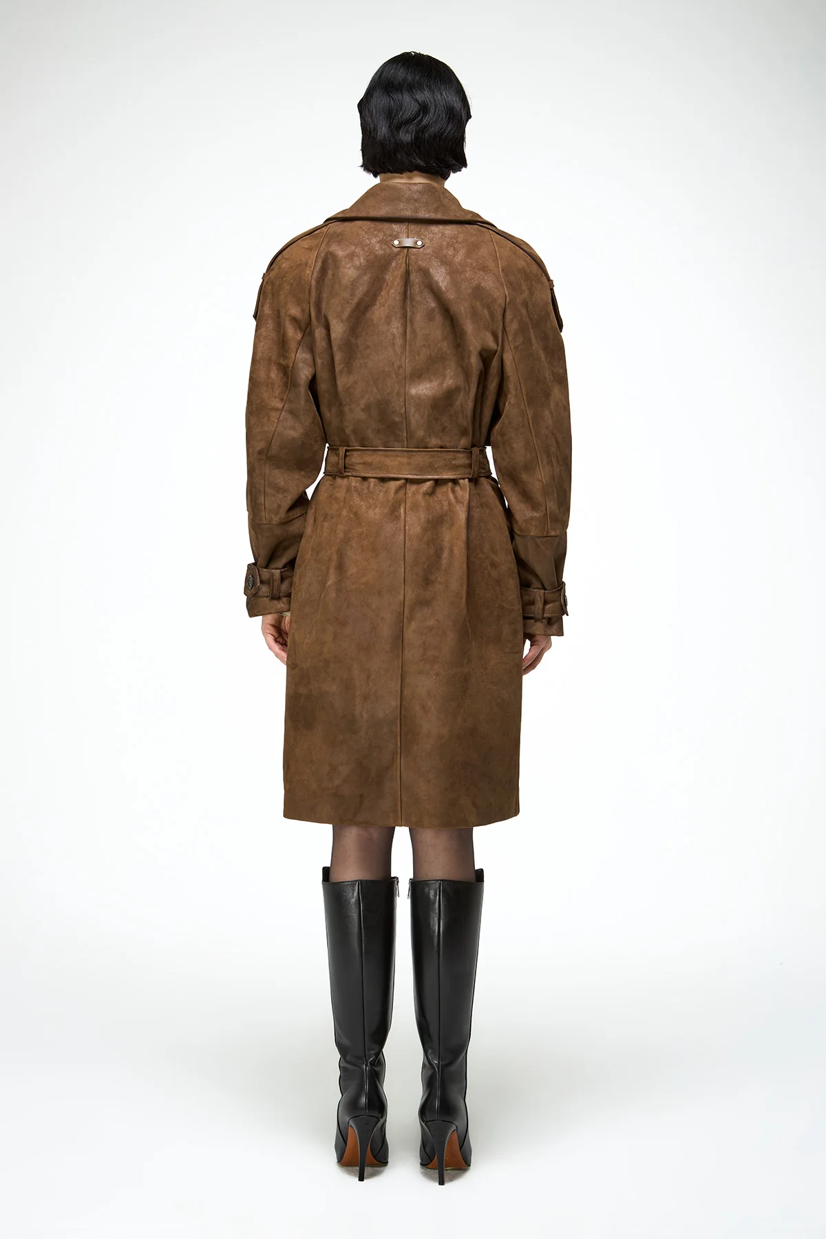 Ira - Olive Leather Coat - Image 7