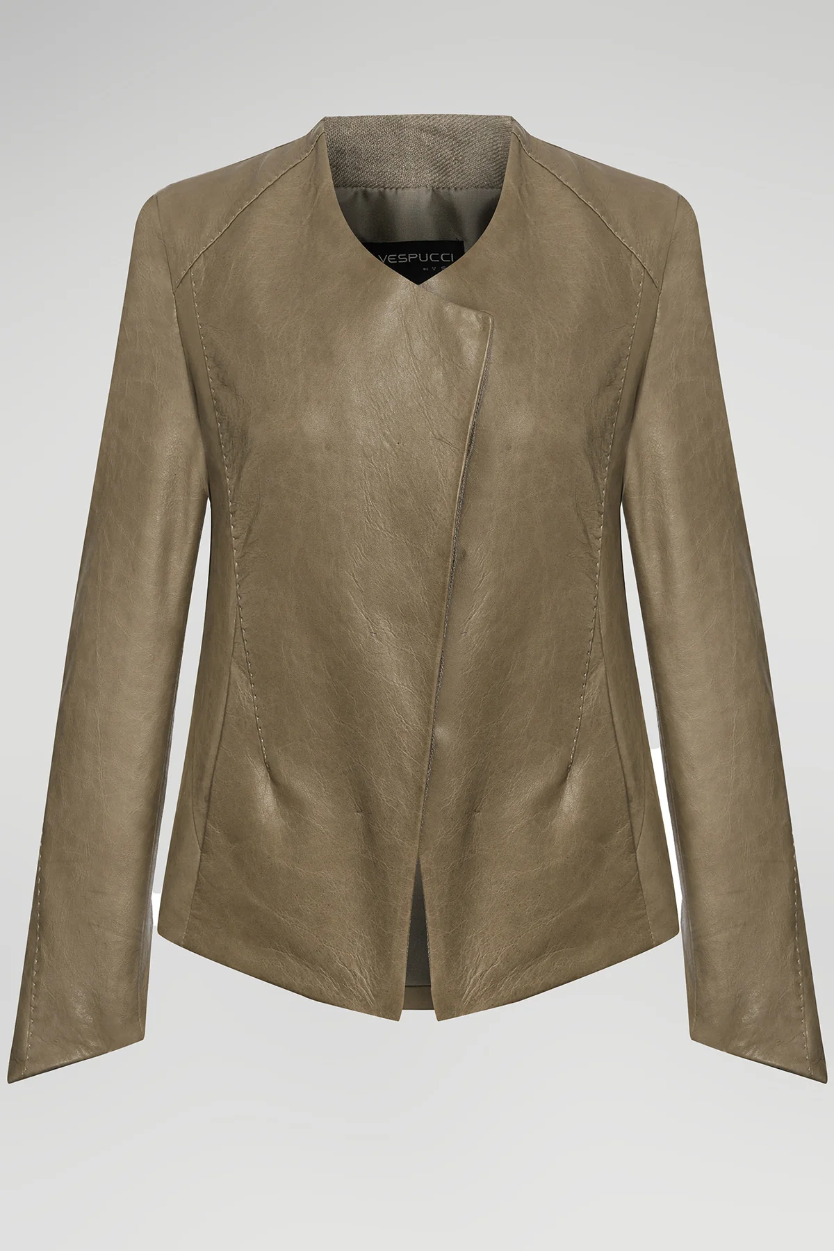 Ivy - Beige Leather Jacket - Image 3