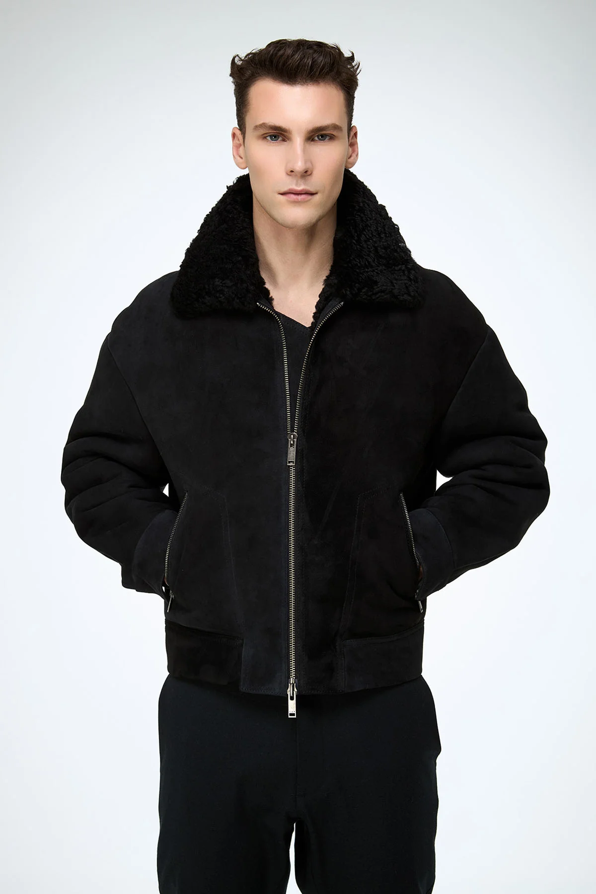John - Black Shearling Jacket - Image 2