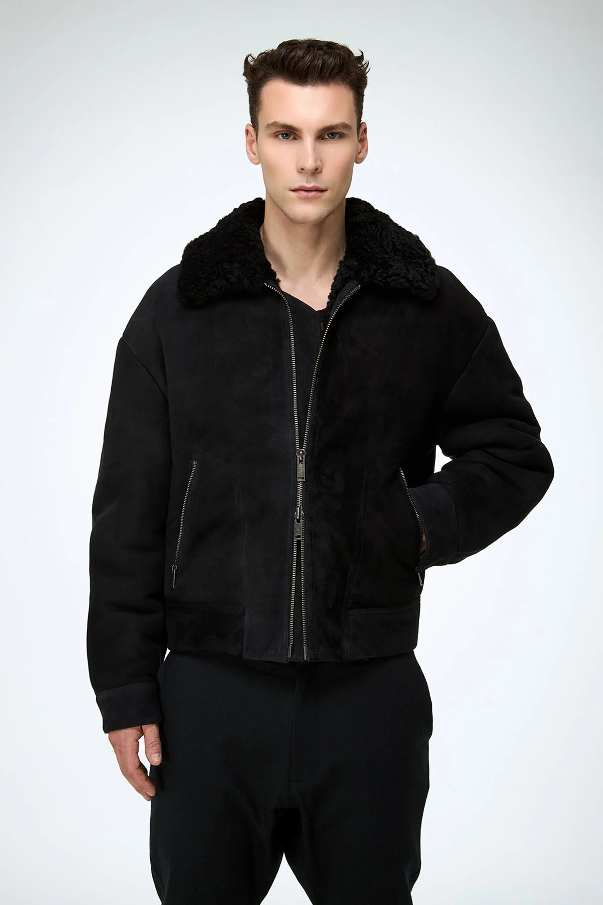 John - Black Shearling Jacket - Image 3